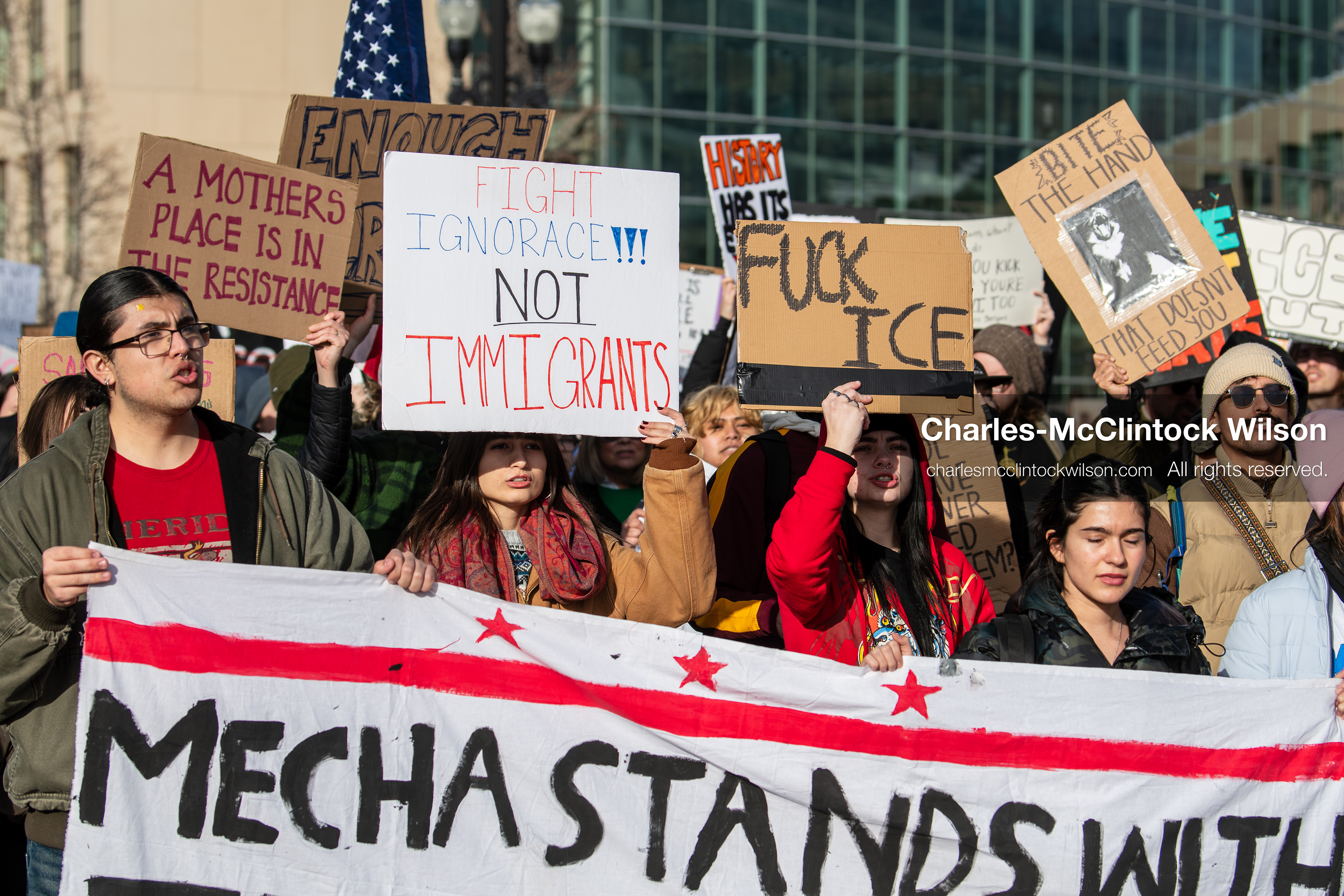 January 30, 2026, Salt Lake City, Utah, USA: Demonstrators march with banners and signs during an anti‑ICE protest in Salt Lake City, Utah, part of a nationwide response to immigration enforcement policies. (Credit Image: © Charles‑McClintock Wilson/ZUMA Press Wire)