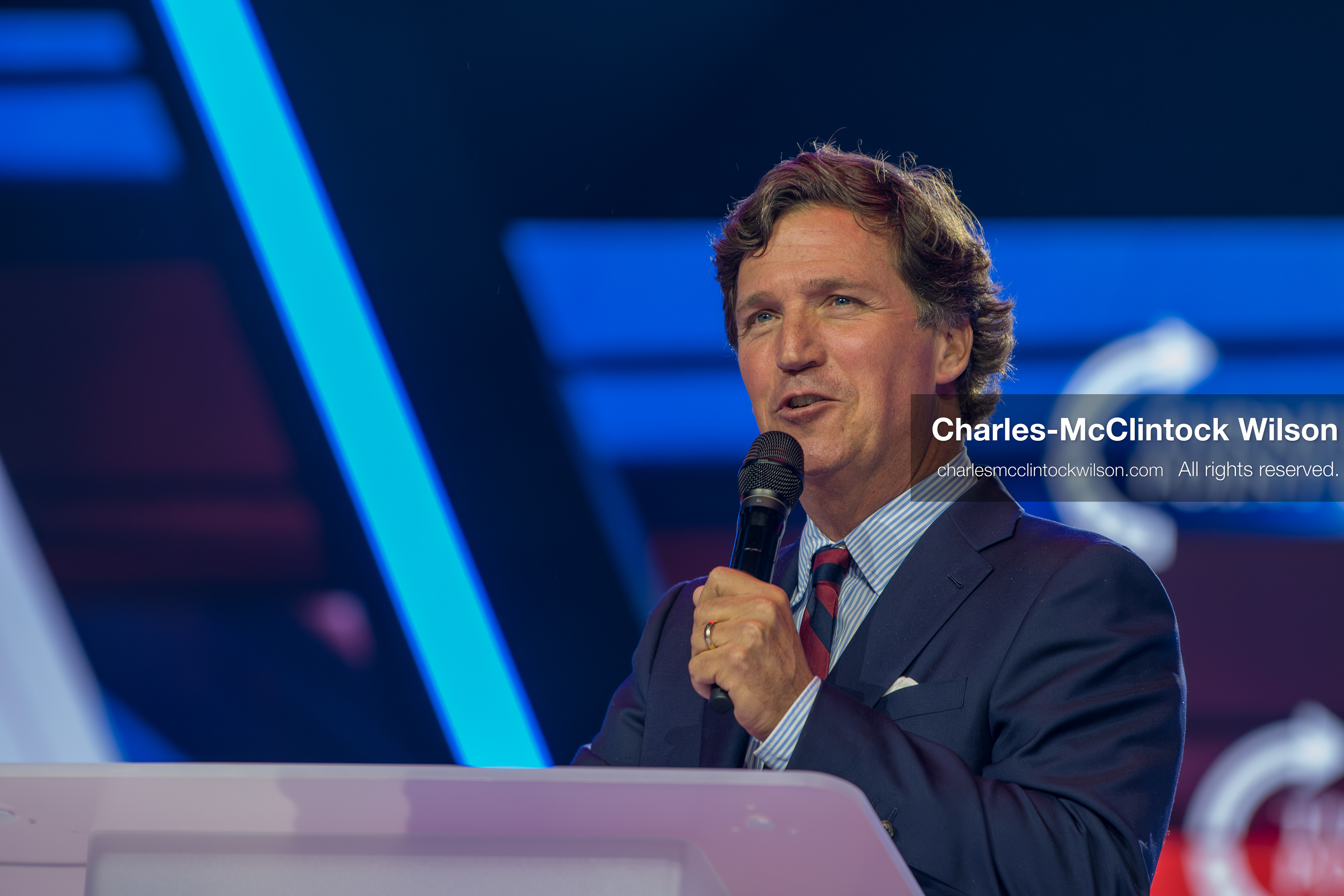 December 18, 2025, Phoenix, Arizona, USA: Tucker Carlson speaks on Day One of Turning Point USA’s AmericaFest 2025 at the Phoenix Convention Center in Phoenix, Arizona.   (Credit Image: © Charles‑McClintock Wilson/ZUMA Press Wire)