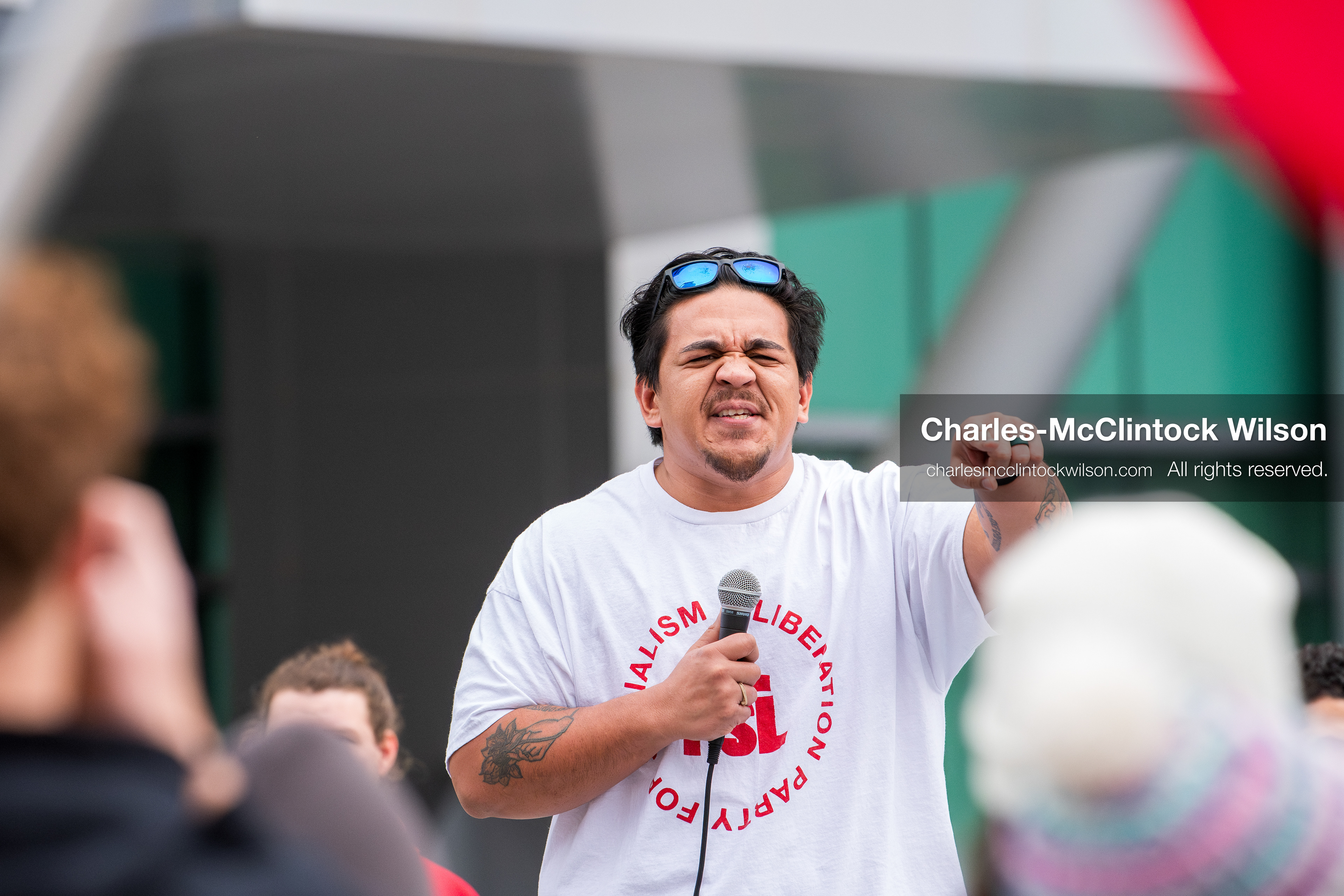 January 3, 2026, Salt Lake City, Utah, USA: A speaker addresses demonstrators during a protest against US military action in Venezuela outside the Wallace Federal Building in Salt Lake City, Utah. The protest was part of a nationwide mobilization opposing airstrikes and foreign intervention. (Credit Image: (c) Charles‑McClintock Wilson/ZUMA Press Wire)