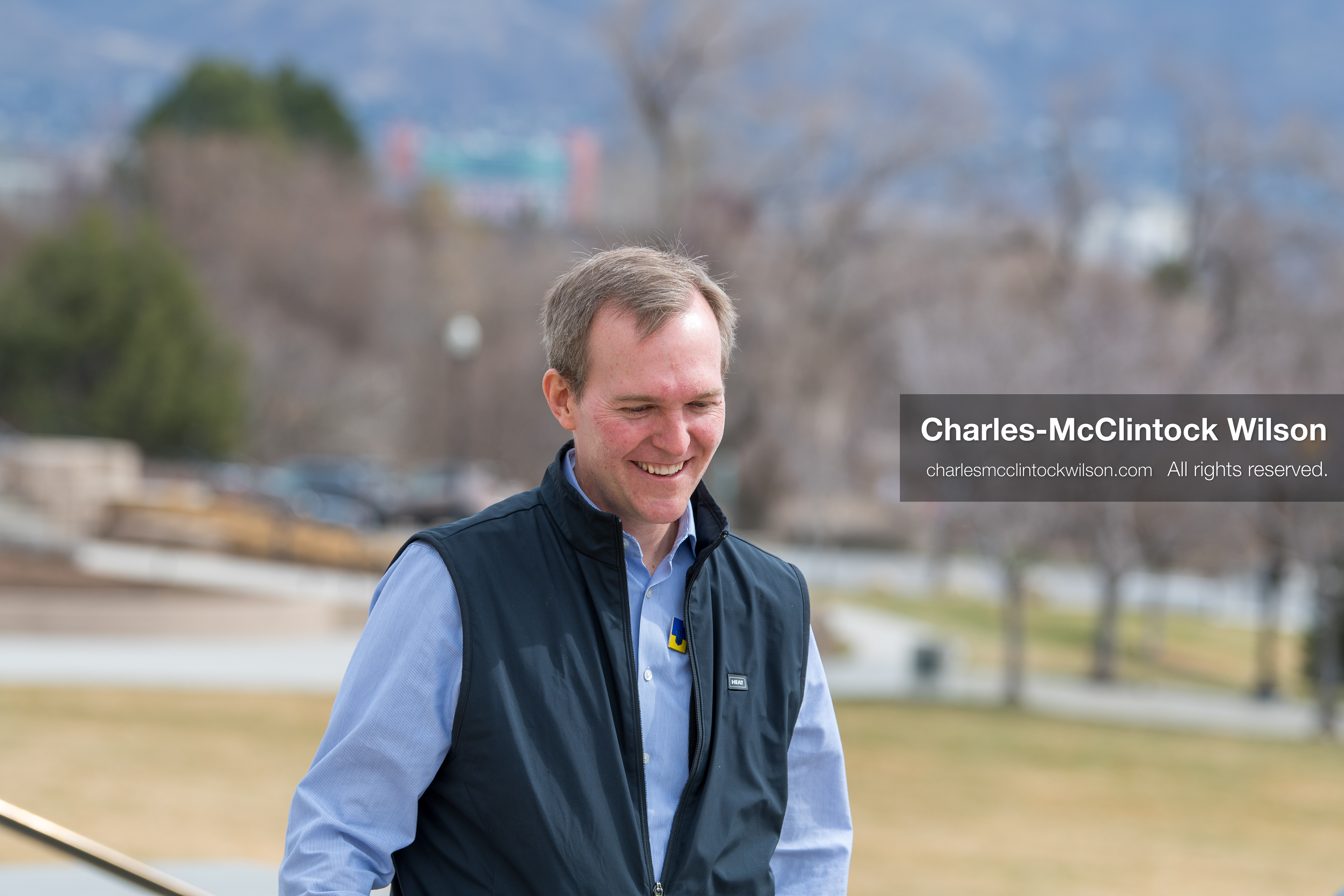February 28, 2026, Salt Lake City, Utah, USA: BEN MCADAMS, former U.S. Congressman and a Democrat from Utah, walks toward the stage during the Stand With Ukraine rally at the Utah State Capitol. The event marked the four year anniversary of the full scale Russian invasion of Ukraine and brought community members together in support of Ukrainians and local humanitarian efforts. (Credit Image: © Charles McClintock Wilson/ZUMA Press Wire)