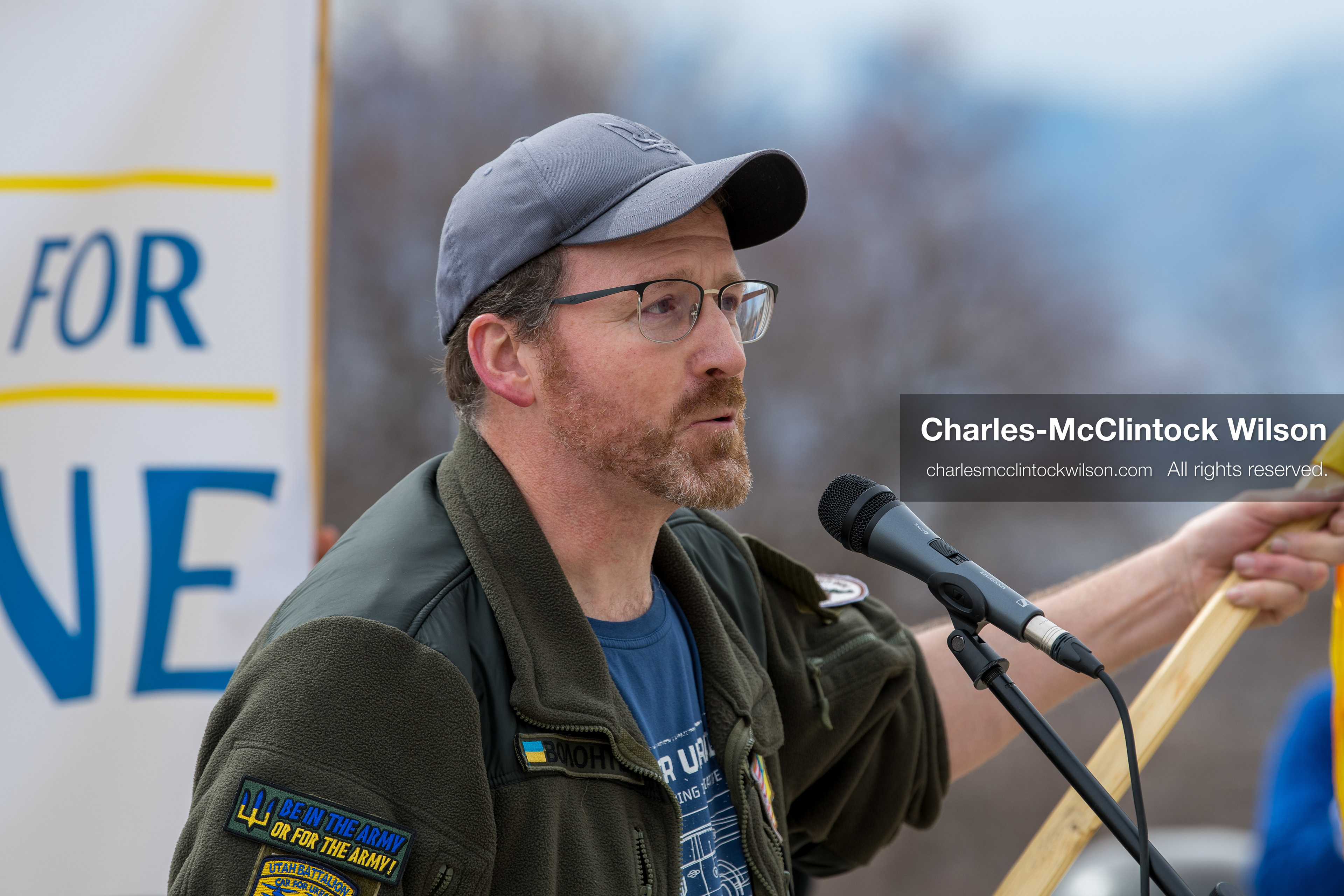 February 28, 2026, Salt Lake City, Utah, USA: NATHANIEL SANDERS, a Salt Lake County Deputy District Attorney and a vocal advocate for Ukraine, speaks during the Stand With Ukraine rally at the Utah State Capitol. The event marked the four year anniversary of the full scale Russian invasion of Ukraine and brought community members together in support of Ukrainians and local humanitarian efforts. (Credit Image: © Charles McClintock Wilson/ZUMA Press Wire)