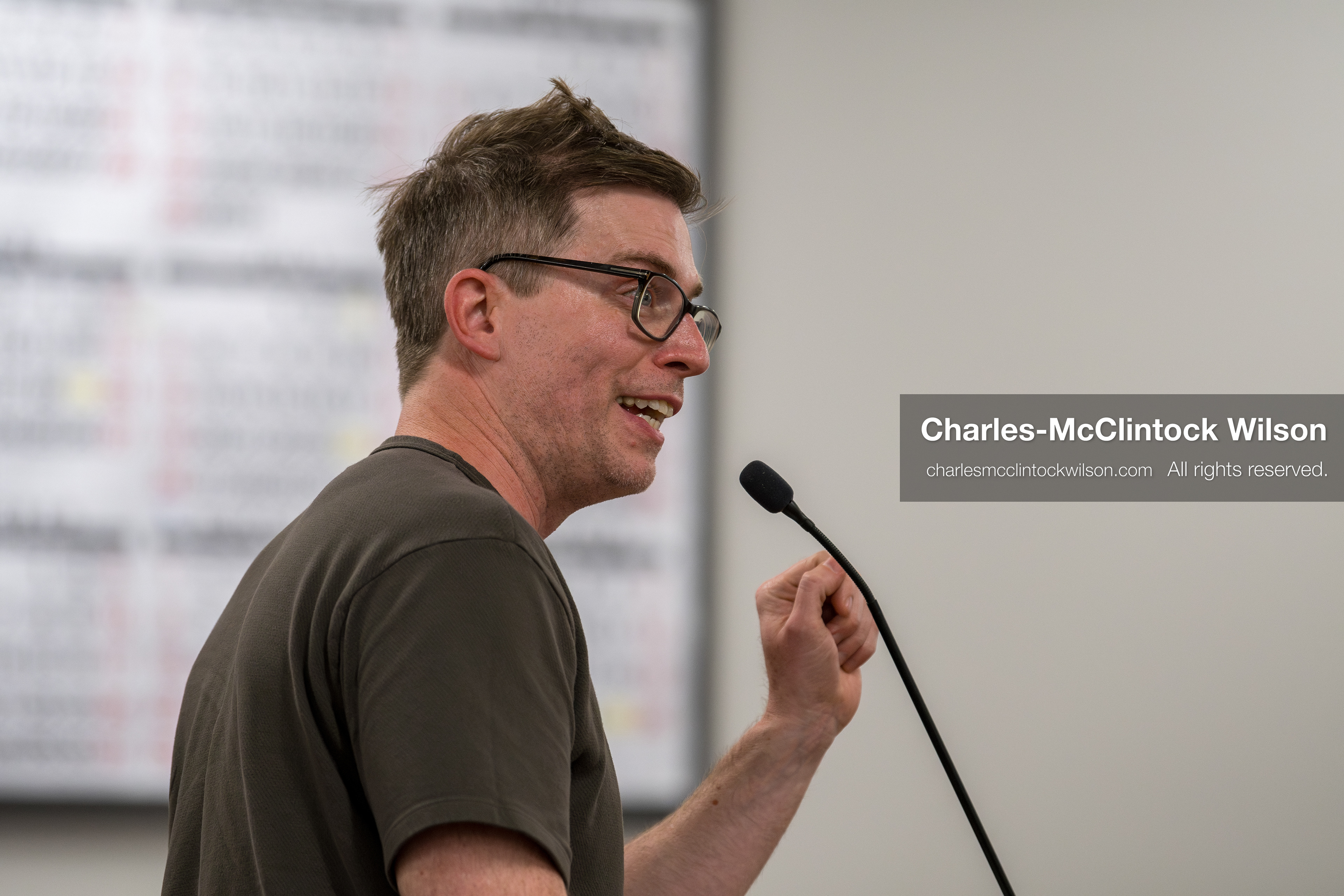 May 13, 2026, Brigham City, Utah, USA: US political satirist and digital creator WALTER MASTERSON addresses commissioners inside the Box Elder County Justice Courthouse in Brigham City, Utah, during a public meeting over the proposed data‑center project backed by businessman Kevin O’Leary, which has drawn public concern over water use, power demand, and transparency. (Credit Image: © Charles‑McClintock Wilson/ZUMA Press Wire)