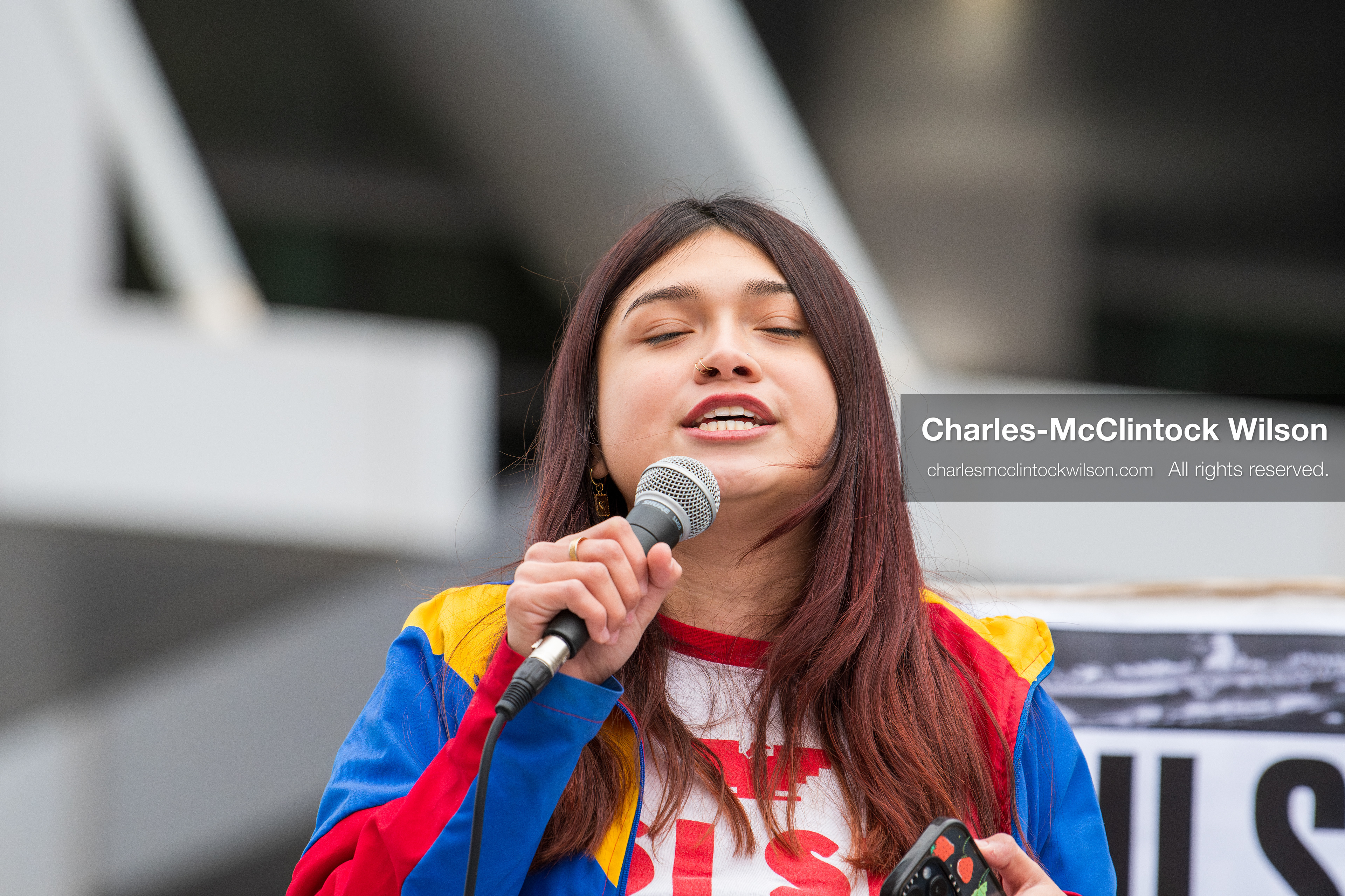 January 3, 2026, Salt Lake City, Utah, USA: A speaker addresses demonstrators during a protest against US military action in Venezuela outside the Wallace Federal Building in Salt Lake City, Utah. The protest was part of a nationwide mobilization opposing airstrikes and foreign intervention. (Credit Image: (c) Charles‑McClintock Wilson/ZUMA Press Wire)