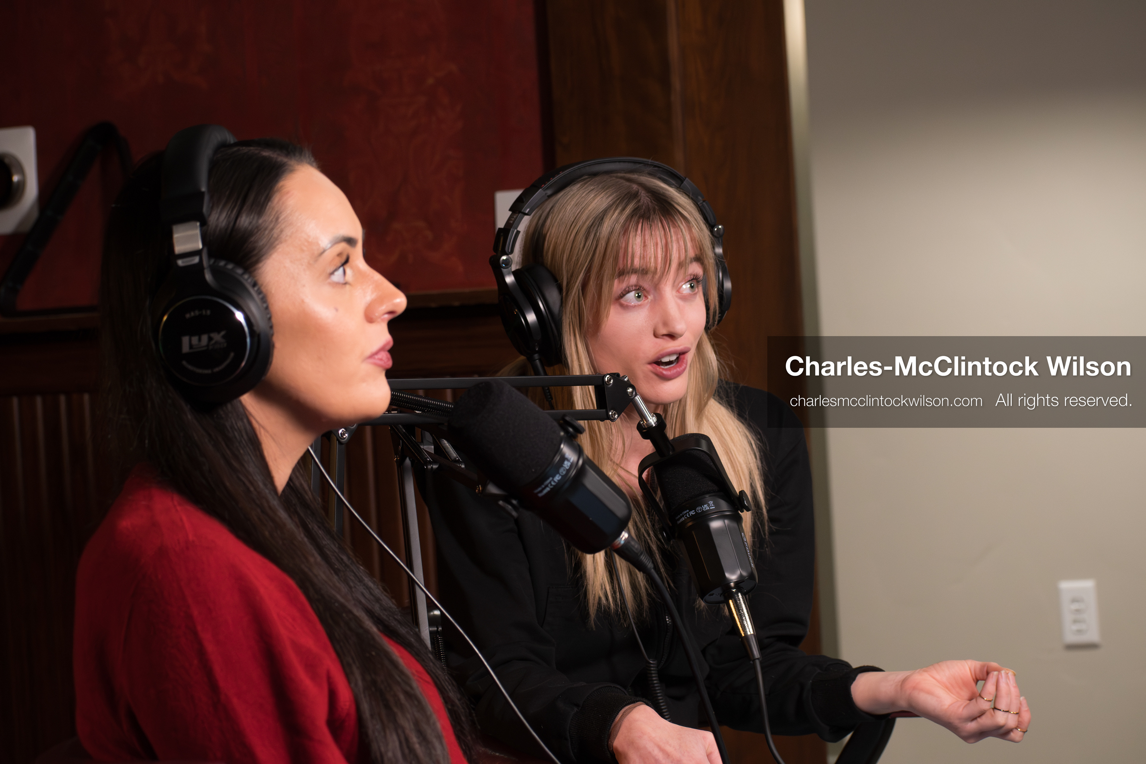 November 22, 2025 – Salt Lake City, Utah, USA: Brandi Siciliani and Billie Webb speak during the recording of an episode of The Brandi & Billie Show, an independent podcast known for its long-form commentary on politics, culture, and major world events. (Credit Image: © Charles‑McClintock Wilson)