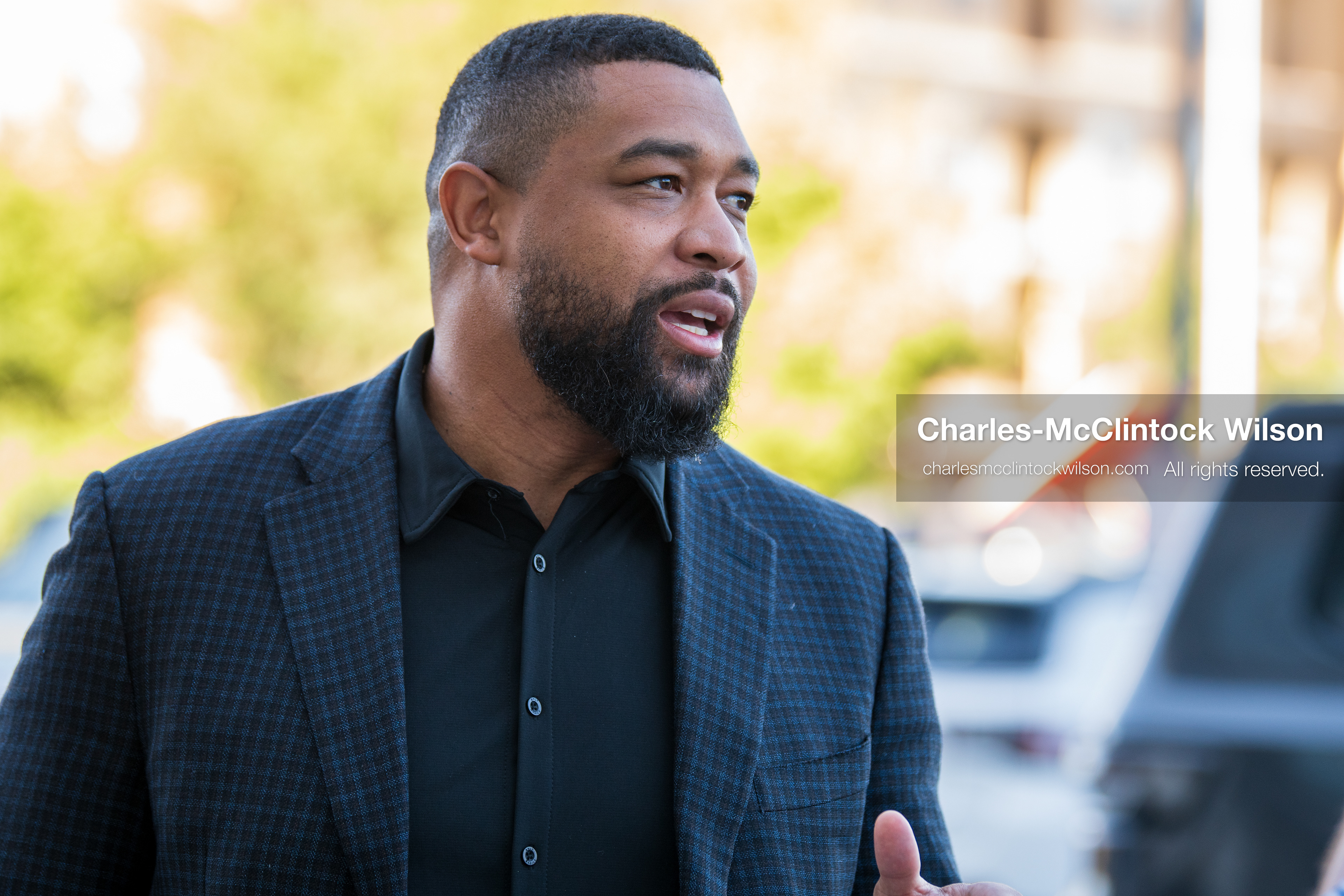 July 9, 2026, Provo, Utah, USA: BRANDON TATUM, a conservative commentator and former police officer, conducts an interview outside the Fourth District Court during the fourth day of the preliminary hearing in the Tyler Robinson case. (Credit Image: © Charles-McClintock Wilson/ZUMA Press Wire)