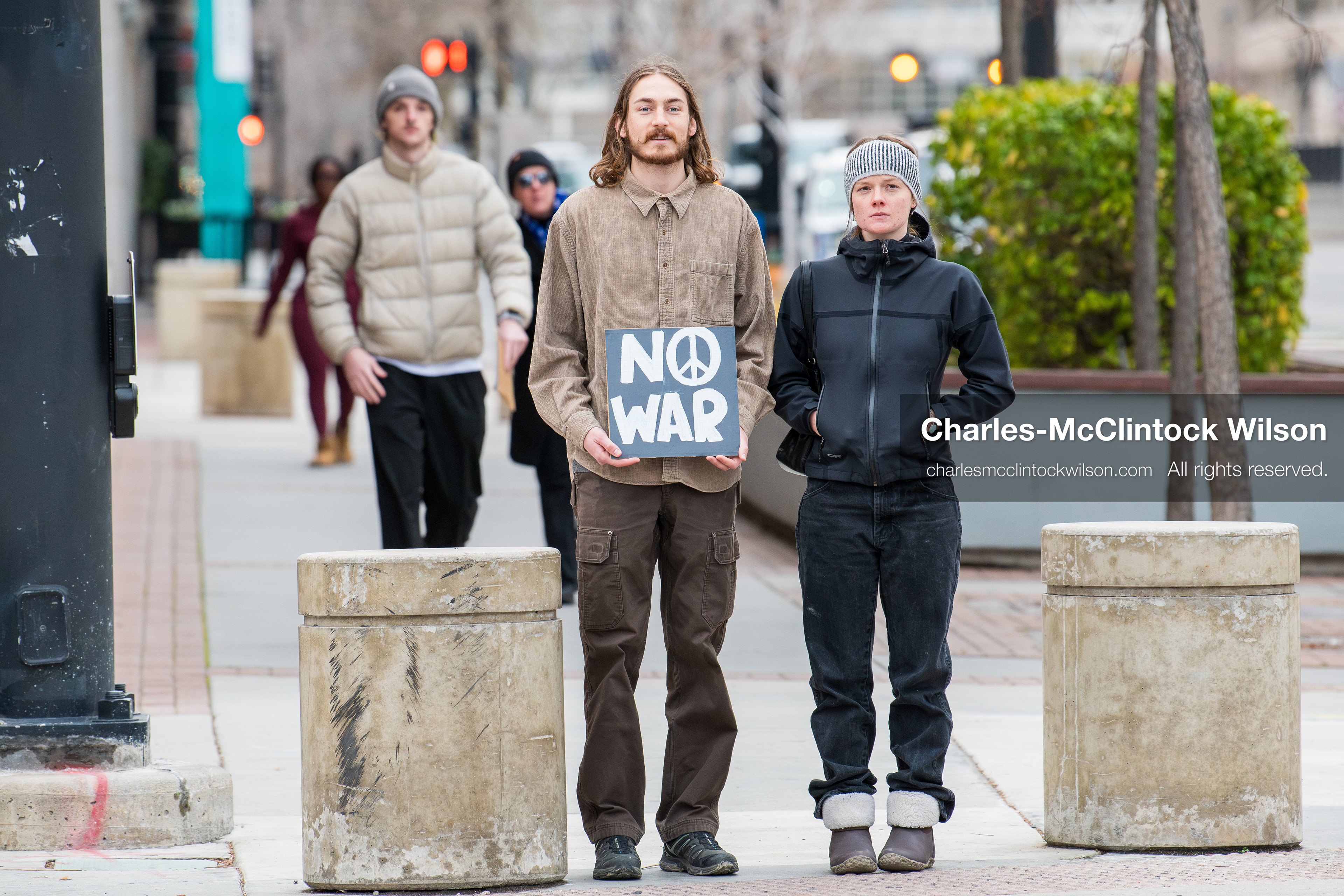 January 3, 2026, Salt Lake City, Utah, USA: A protester holds a sign during a demonstration against US action in Venezuela outside the Wallace Federal Building in Salt Lake City, Utah. The protest was part of a nationwide mobilization responding to recent military developments. (Credit Image: (c) Charles‑McClintock Wilson/ZUMA Press Wire)