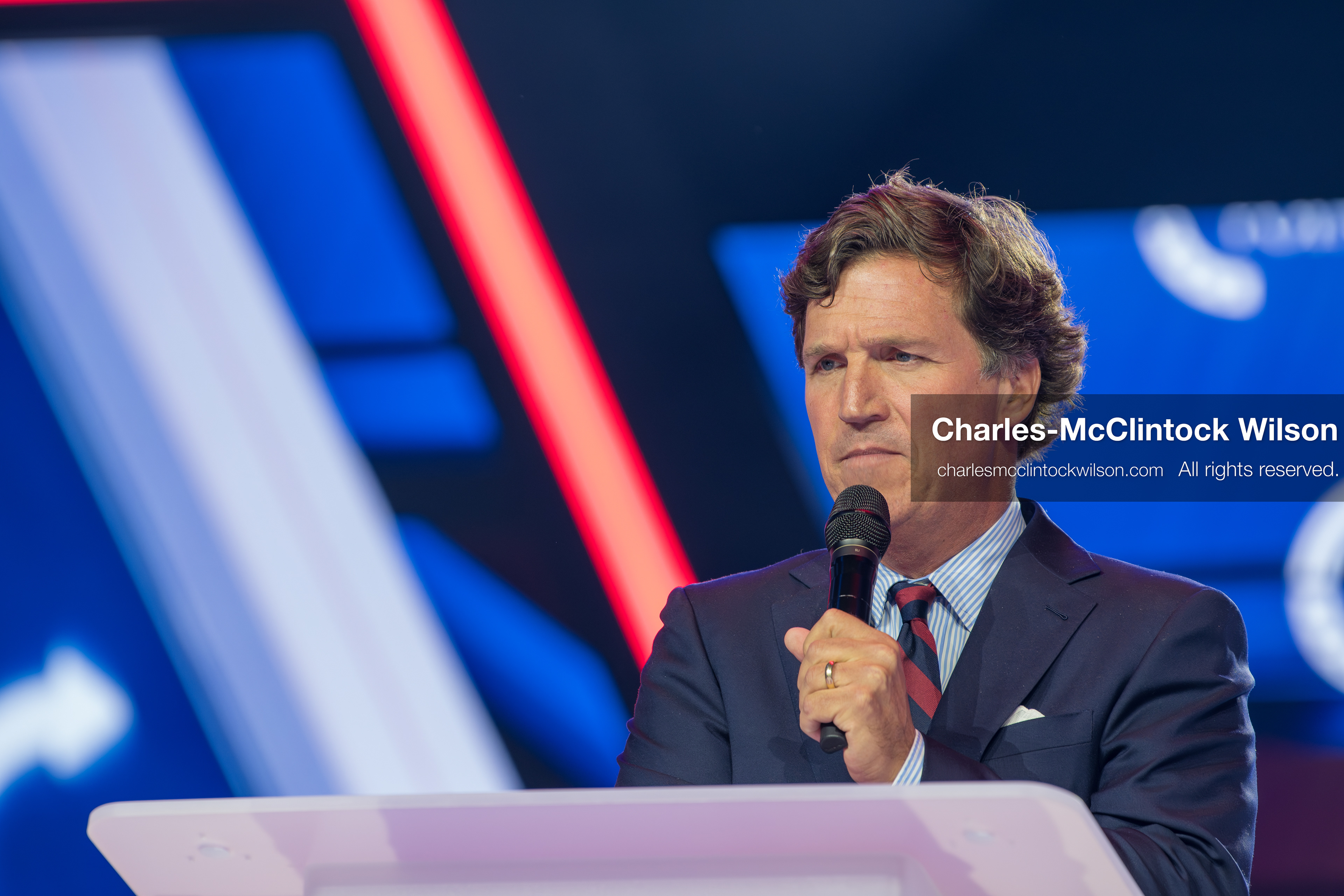 December 18, 2025, Phoenix, Arizona, USA: Tucker Carlson speaks on Day One of Turning Point USA’s AmericaFest 2025 at the Phoenix Convention Center in Phoenix, Arizona.   (Credit Image: © Charles‑McClintock Wilson/ZUMA Press Wire)