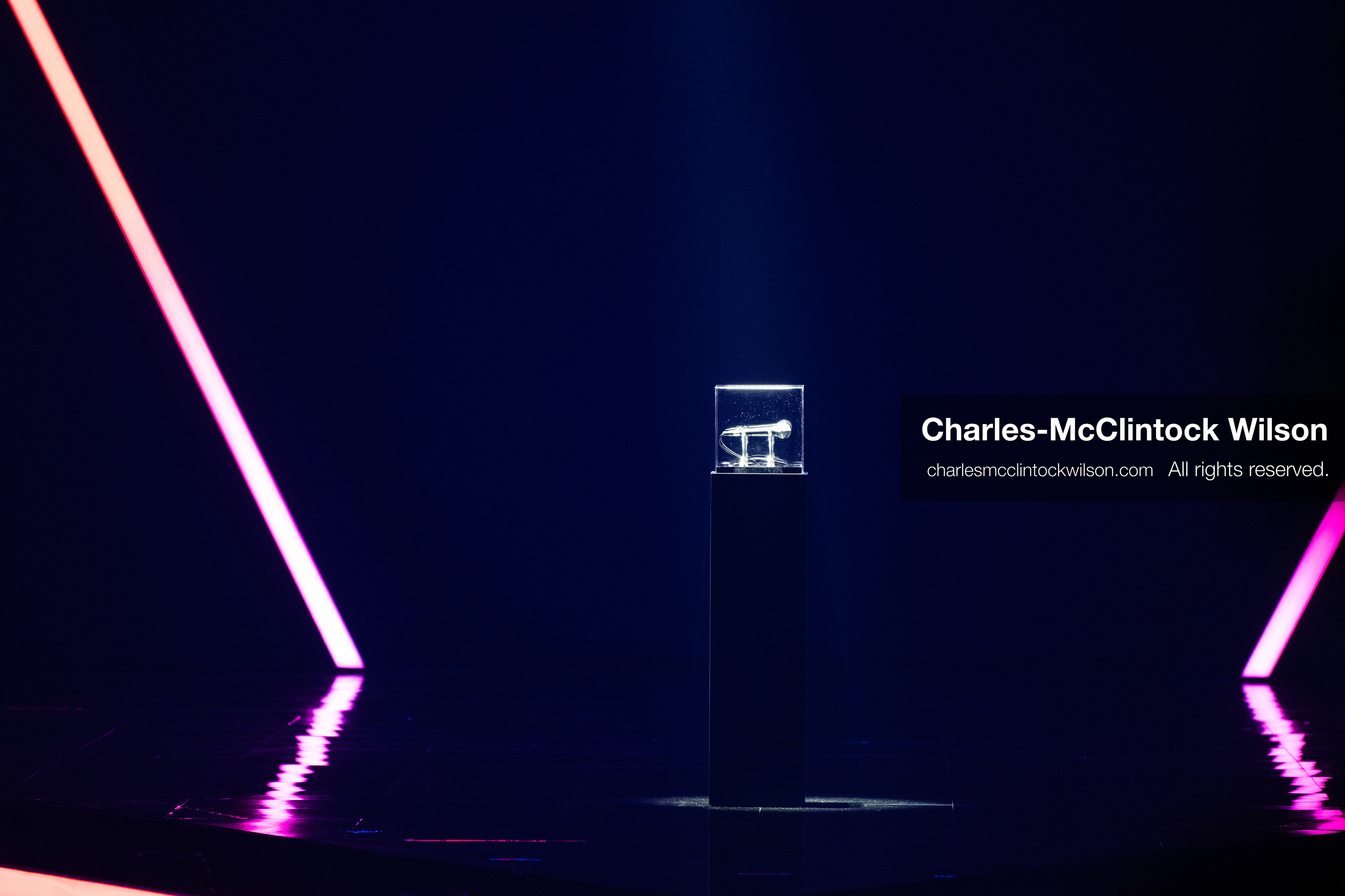 December 18, 2025, Phoenix, Arizona, USA: A lone microphone sits onstage in honor of Charlie Kirk during AmericaFest 2025 at the Phoenix Convention Center. (Credit Image: (c) Charles-McClintock Wilson/ZUMA Press Wire)