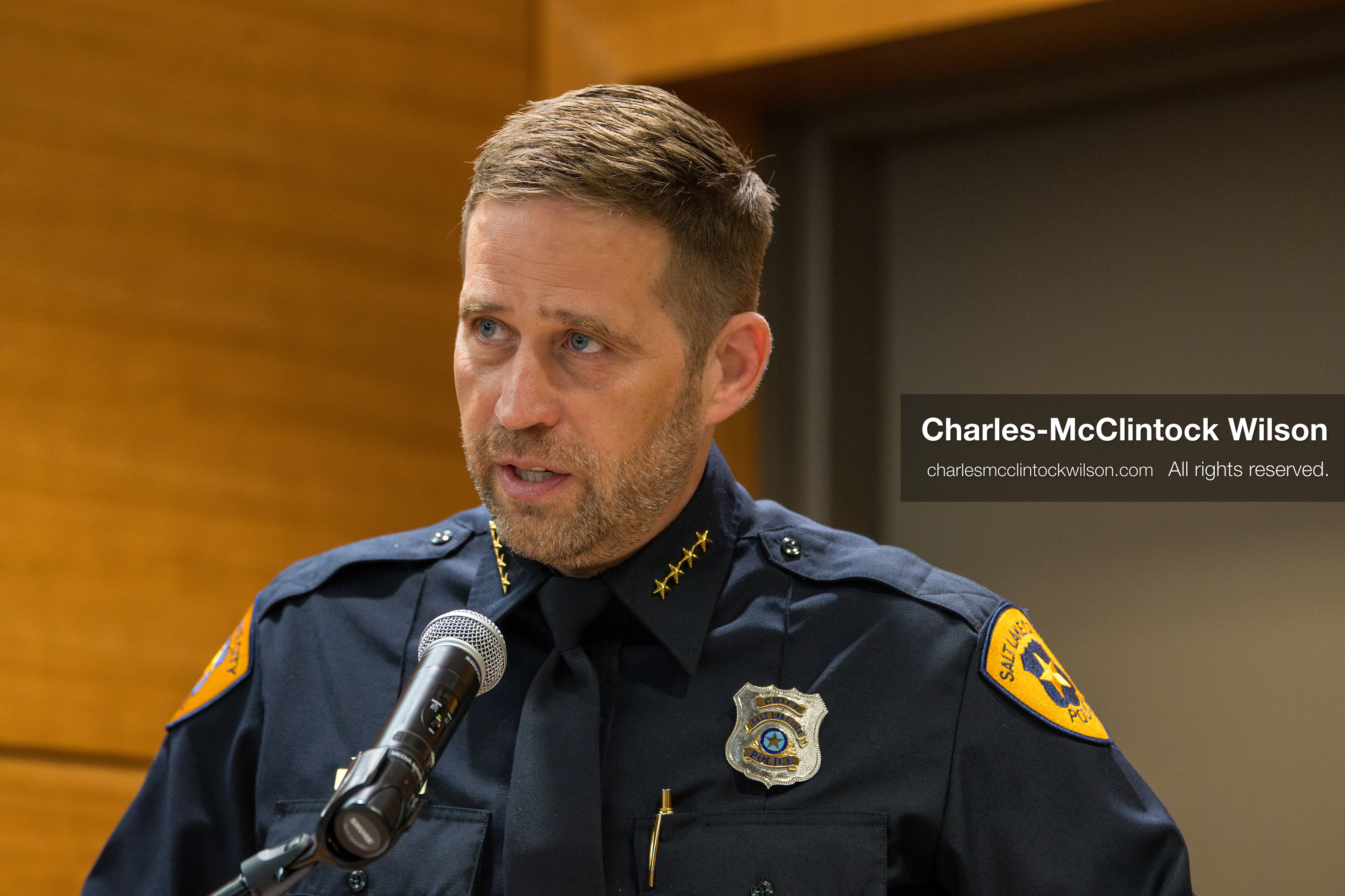 January 8, 2026, Salt Lake City, Utah, USA: Salt Lake City Police Chief BRIAN REDD speaks during a press conference at the Salt Lake City Public Safety Building in Salt Lake City, Utah, on Jan. 8, 2026. Officials provided updates on the investigation into the shooting outside an LDS meetinghouse on Redwood Road the previous night, where 38 year old Sione Vatuvei and 46 year old Vaea Tulikihihifo were killed and six others were wounded during a memorial service. Police said they have solid leads and are reviewing surveillance video and license plate reader data. (Credit Image: © Charles-McClintock Wilson/ZUMA Press Wire)