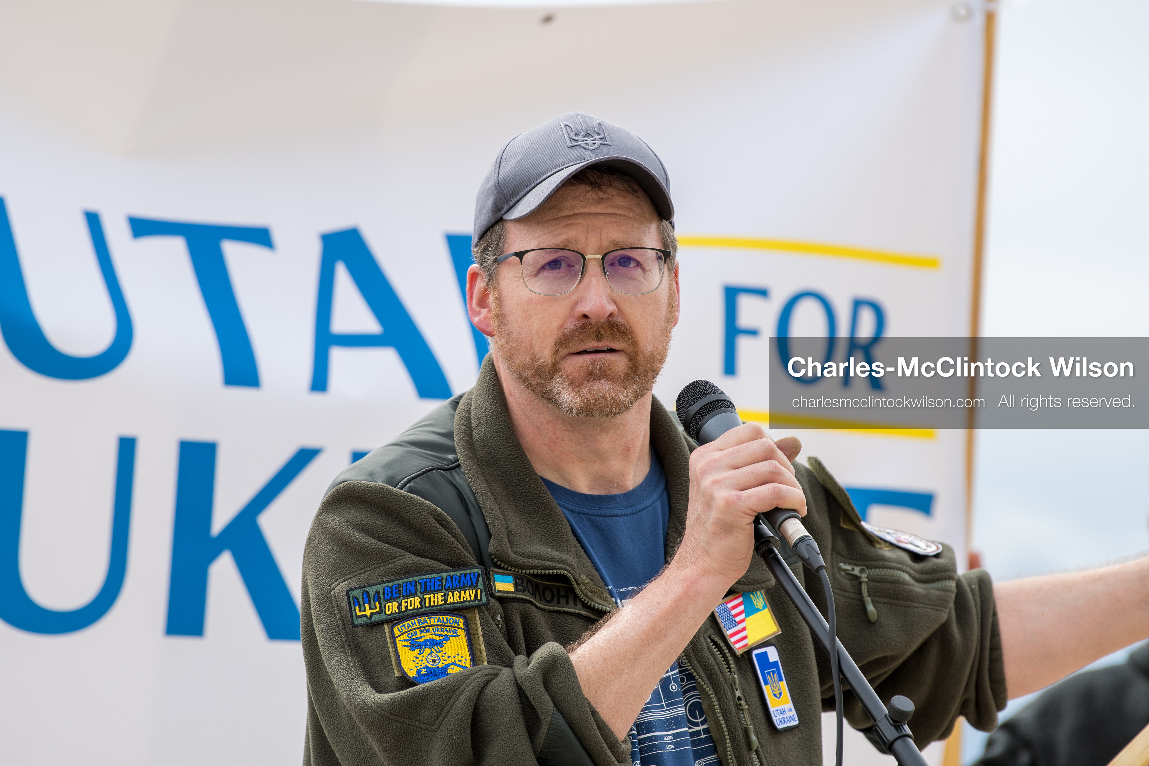 February 28, 2026, Salt Lake City, Utah, USA: NATHANIEL SANDERS, a Salt Lake County Deputy District Attorney and a vocal advocate for Ukraine, speaks during the Stand With Ukraine rally at the Utah State Capitol. The event marked the four year anniversary of the full scale Russian invasion of Ukraine and brought community members together in support of Ukrainians and local humanitarian efforts. (Credit Image: © Charles McClintock Wilson/ZUMA Press Wire)