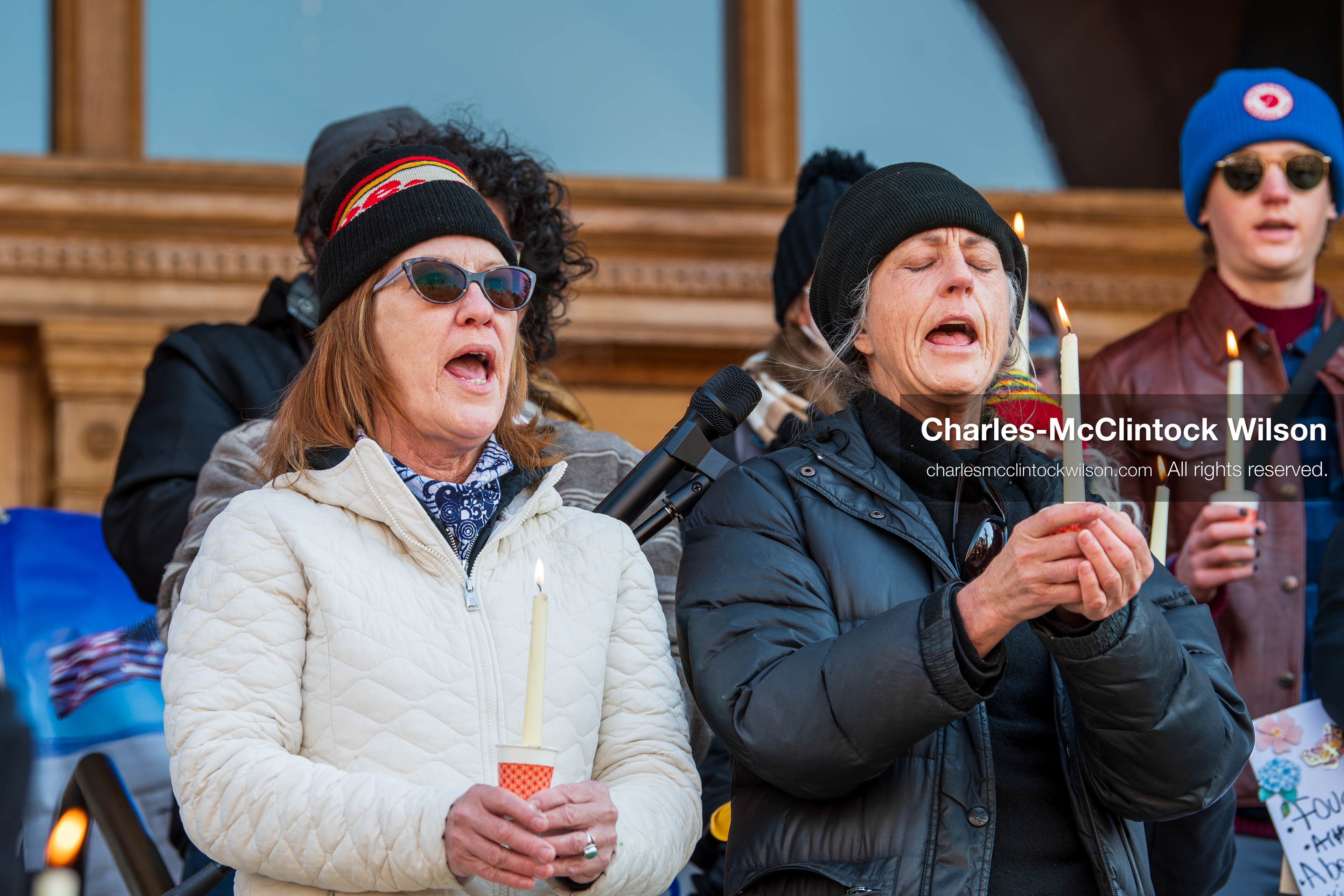 Salt Lake City, Utah, January 10, 2026: Participants hold candles during a vigil for Renee Nicole Good and other victims of ICE enforcement, part of the ICE Out for Good protest at Washington Square Park. (Credit Image: © Charles‑McClintock Wilson/ZUMA Press Wire)