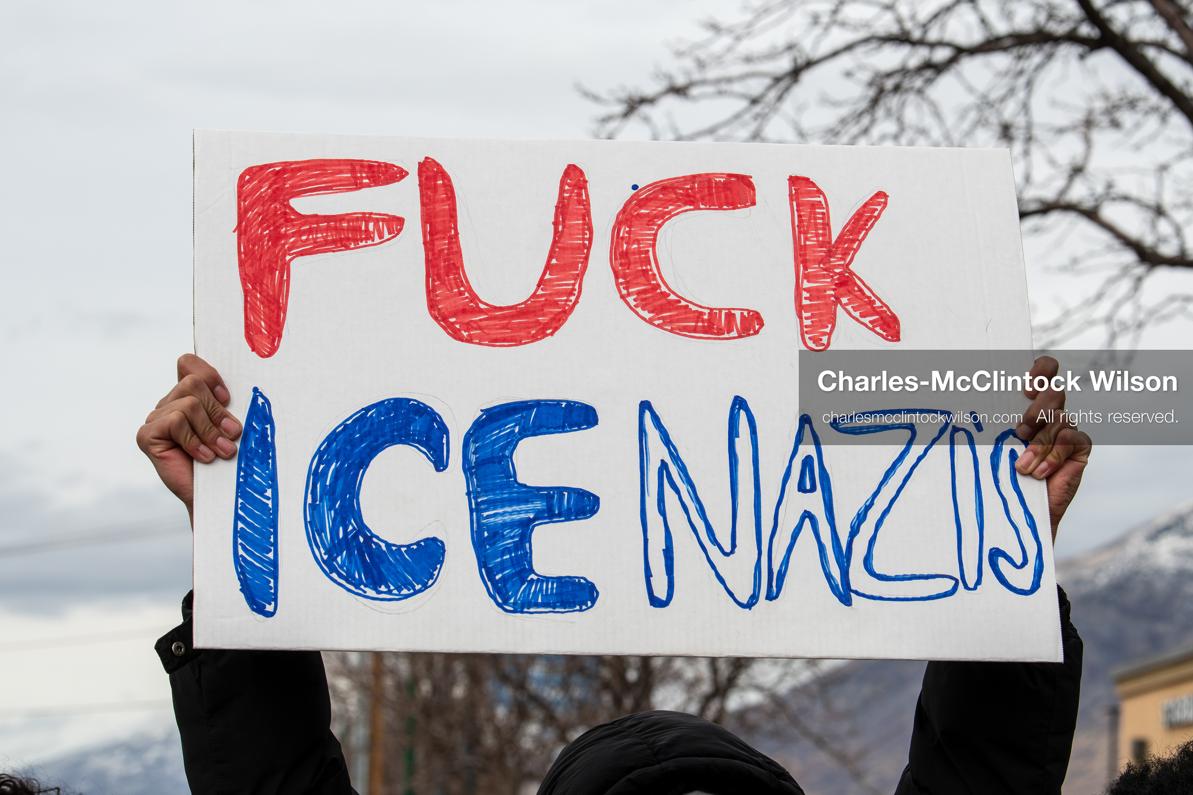February 11, 2026, Orem, Utah, USA: A student stands along State Street during a student‑led protest involving participants from multiple Orem schools. (Credit Image: © Charles‑McClintock Wilson/ZUMA Press Wire)