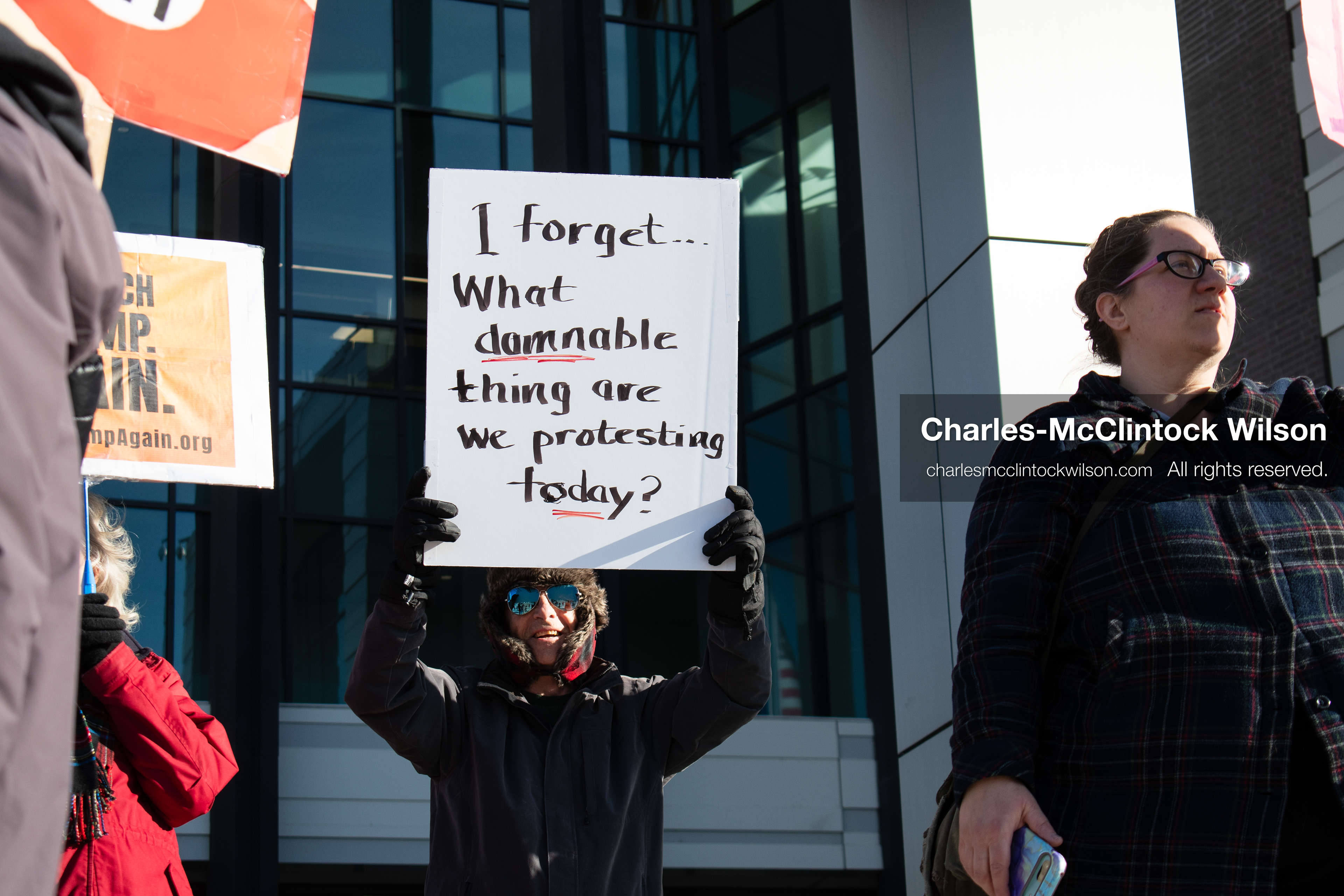  January 20, 2026, Provo, Utah, USA: A demonstrator stands outside Provo City Hall during the Free America Walkout protest in Provo Utah on January 20 2026. The nationwide event called for immigration reform and changes to detention practices. 