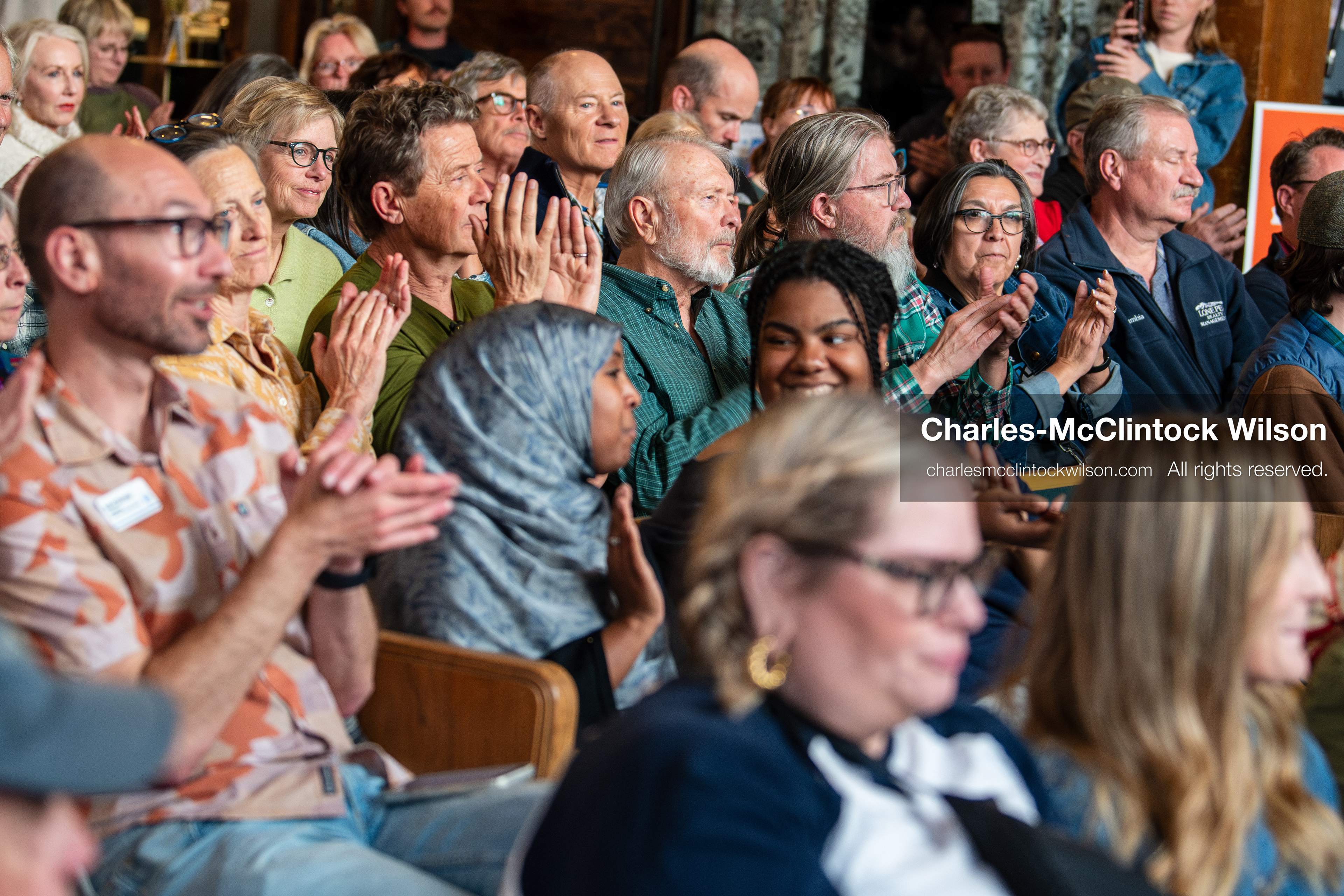 April 22, 2026, Salt Lake City, Utah, USA: Attendees listen during the Earth Day 1st District Candidate Debate at Church and State Marketplace in Salt Lake City. The event, hosted by Stewardship Utah, brought together candidates and community members to discuss environmental and policy issues ahead of the 2026 election. (Credit Image: © Charles-McClintock Wilson/ZUMA Press Wire)