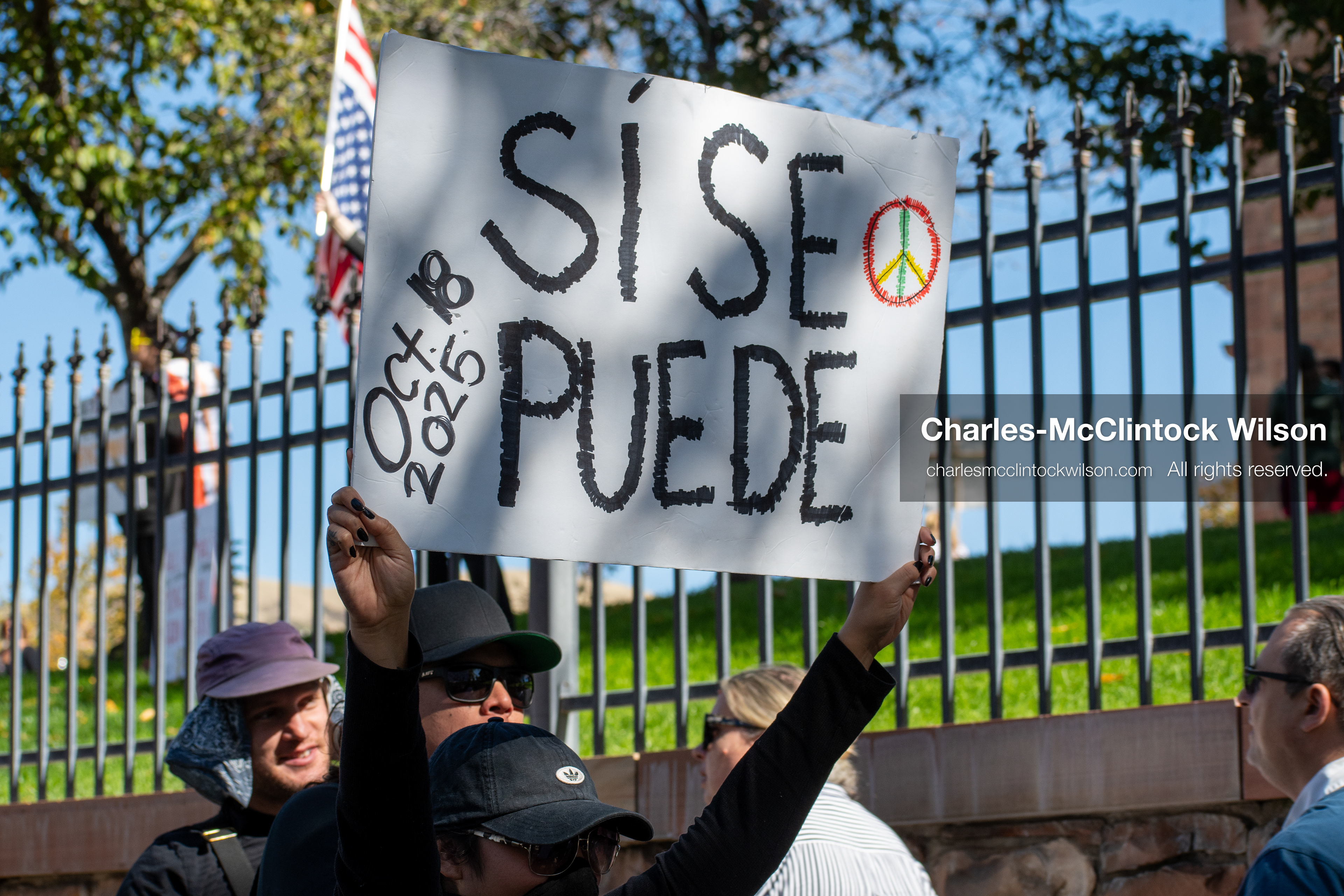 October 18, 2025, Salt Lake City, Utah, USA: Demonstrators march along South State Street during a "No Kings" protest in Salt Lake City, Utah. The protest was part of a nationwide mobilization.
