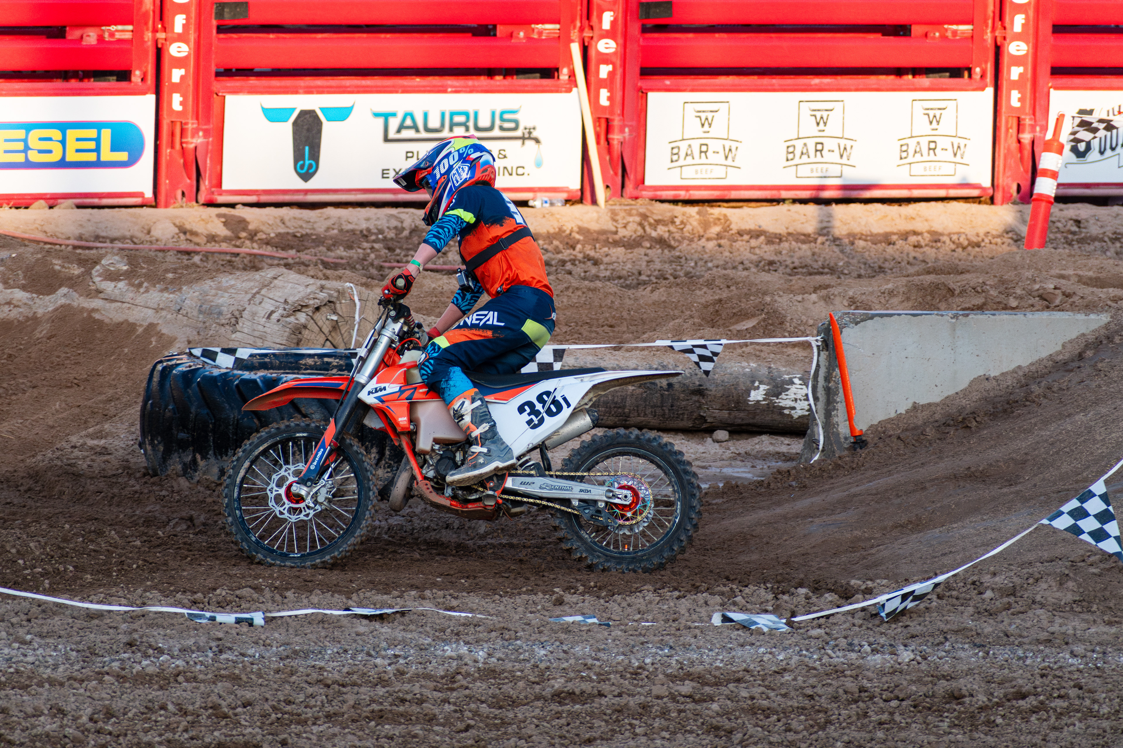 Nephi, Utah – June 28, 2025: A motocross rider competes during the Juab Xtreme Racing event at Juab County Fairgrounds.