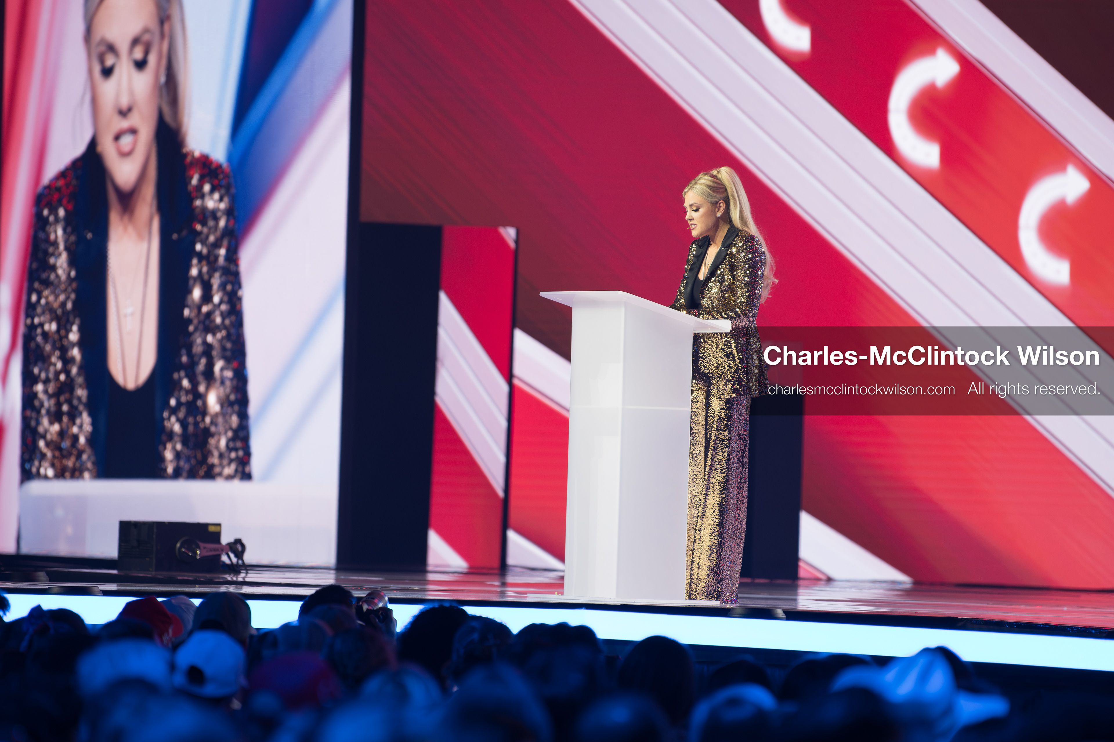 December 18, 2025, Phoenix, Arizona, USA: Mrs. Erika Kirk, CEO of Turning Point USA, speaks during Day One of Turning Point USA’s AmericaFest 2025 at the Phoenix Convention Center in Phoenix, Arizona.   (Credit Image: © Charles‑McClintock Wilson/ZUMA Press Wire)