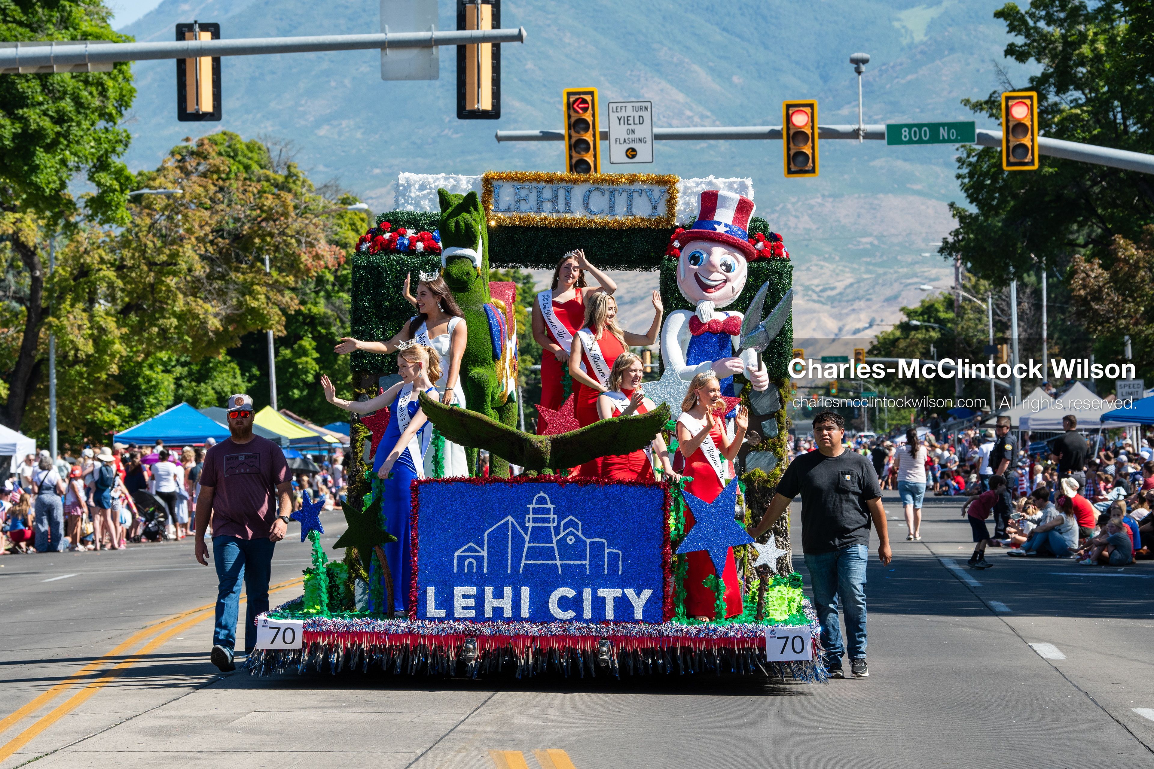 July 4, 2026, Provo, Utah, USA: A decorated community parade float carries participants down the street during America's Freedom Festival Grand Parade in Provo, Utah, Saturday, July 4, 2026. The annual event drew thousands of spectators to the downtown corridor. (Credit Image: © Charles-McClintock Wilson/ZUMA Press Wire)