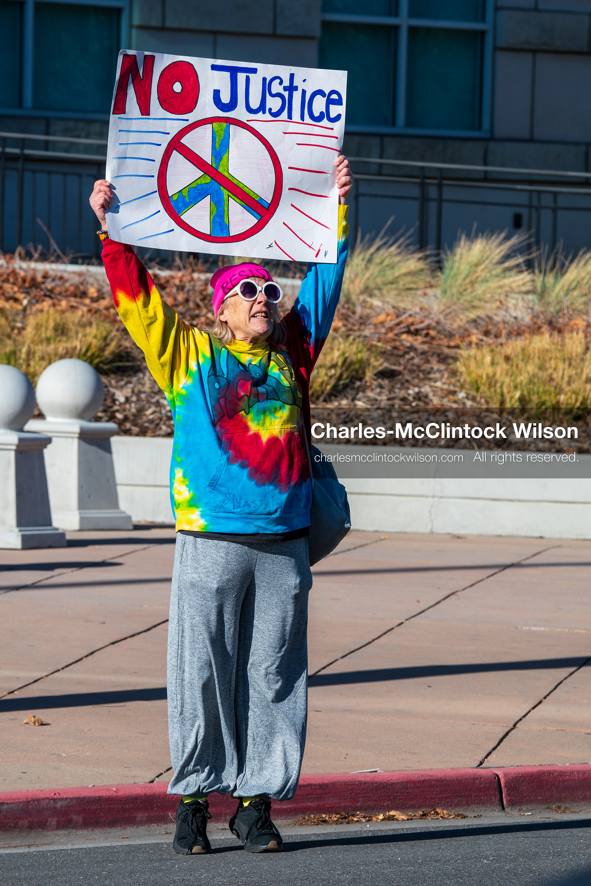 Salt Lake City, Utah, January 10, 2026: A protester holds a sign outside the Scott M. Matheson Courthouse during the ICE Out for Good protest, a demonstration calling for justice for Renee Nicole Good. (Credit Image: © Charles‑McClintock Wilson/ZUMA Press Wire)