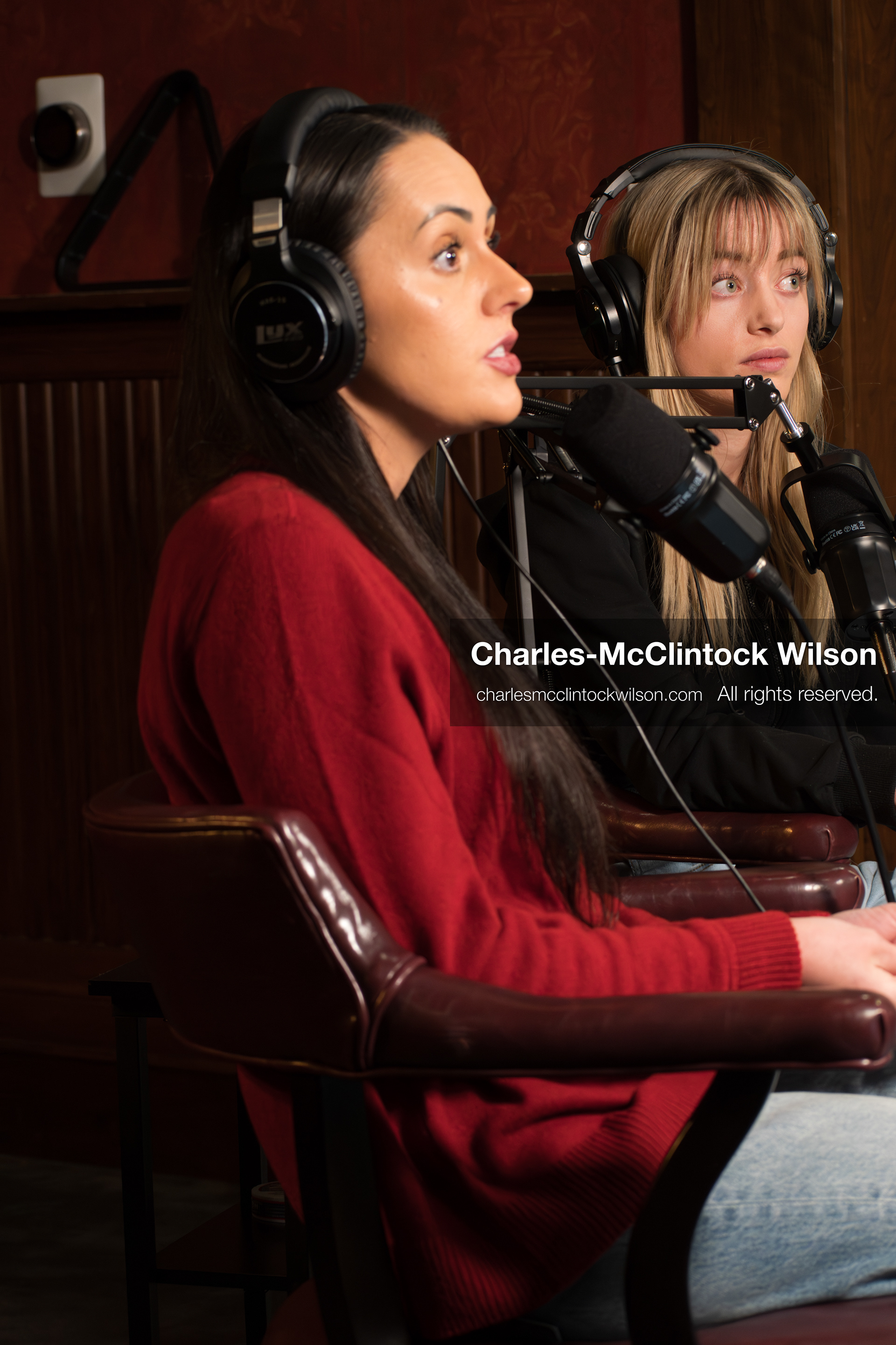 November 22, 2025 – Salt Lake City, Utah, USA: Brandi Siciliani and Billie Webb speak during the recording of an episode of The Brandi & Billie Show, an independent podcast known for its long-form commentary on politics, culture, and major world events. (Credit Image: © Charles‑McClintock Wilson)