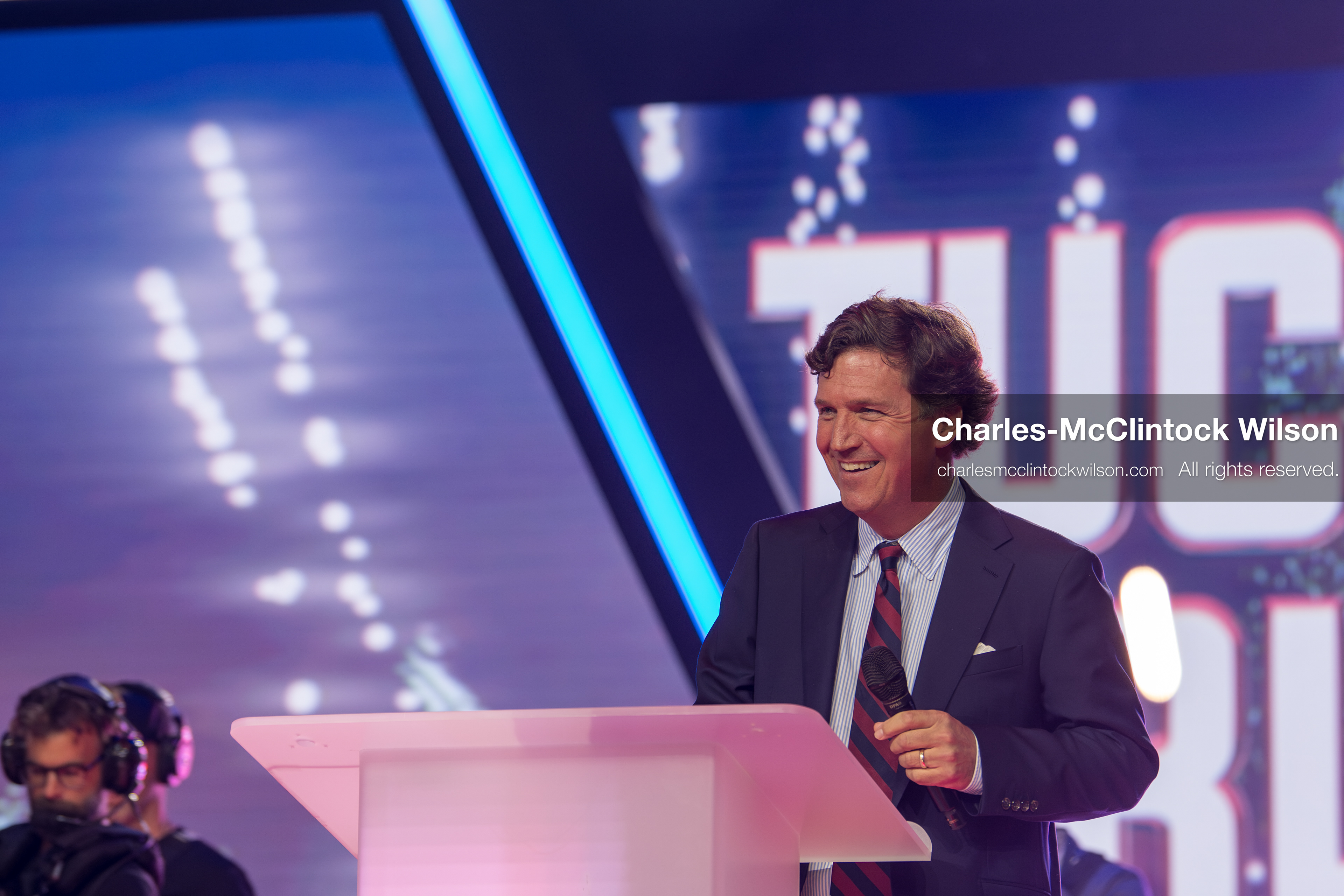 December 18, 2025, Phoenix, Arizona, USA: Tucker Carlson speaks on Day One of Turning Point USA’s AmericaFest 2025 at the Phoenix Convention Center in Phoenix, Arizona.   (Credit Image: © Charles‑McClintock Wilson/ZUMA Press Wire)