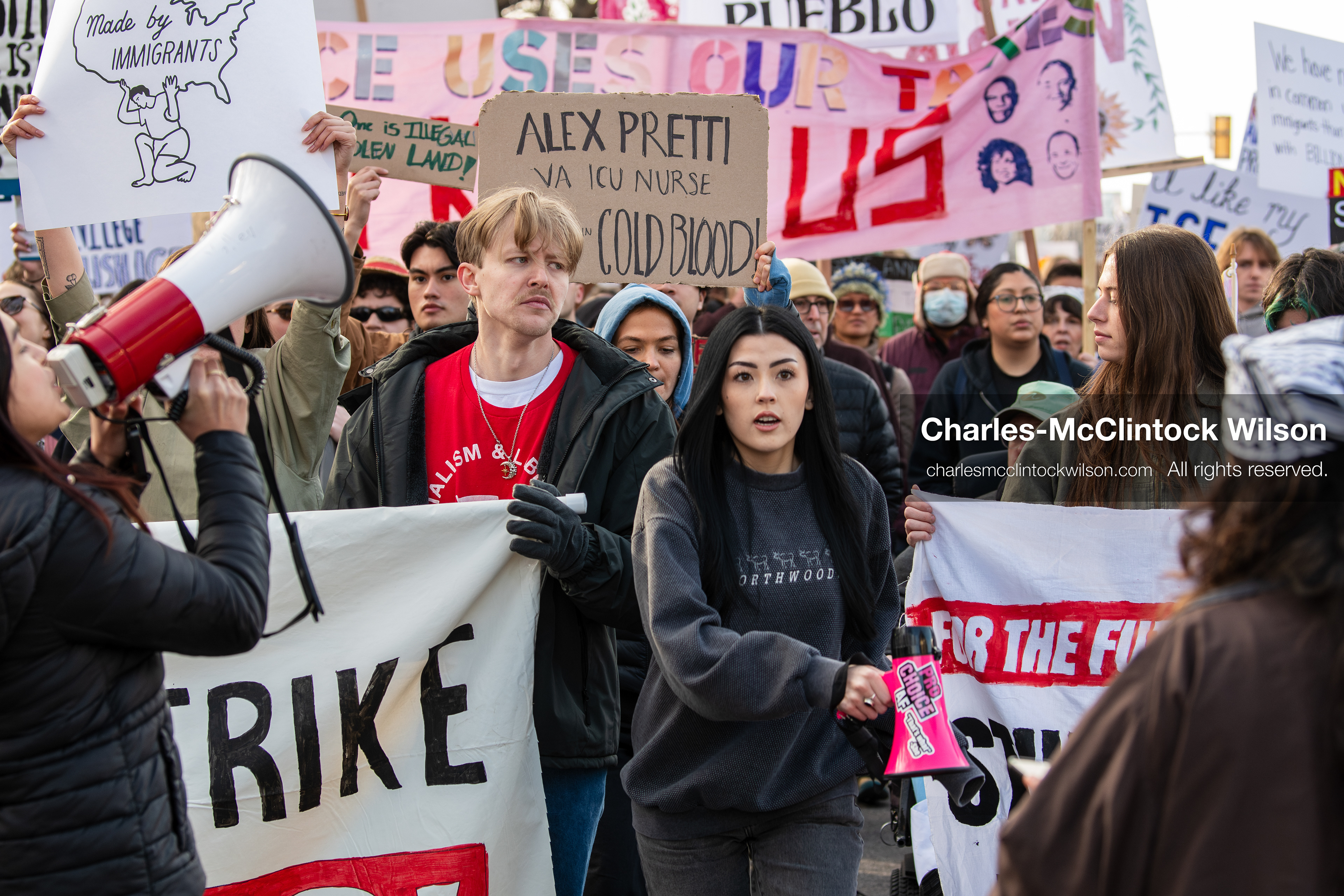 January 30, 2026, Salt Lake City, Utah, USA: Demonstrators march through downtown Salt Lake City during an anti‑ICE protest, part of a nationwide response to immigration enforcement policies. (Credit Image: © Charles‑McClintock Wilson/ZUMA Press Wire)