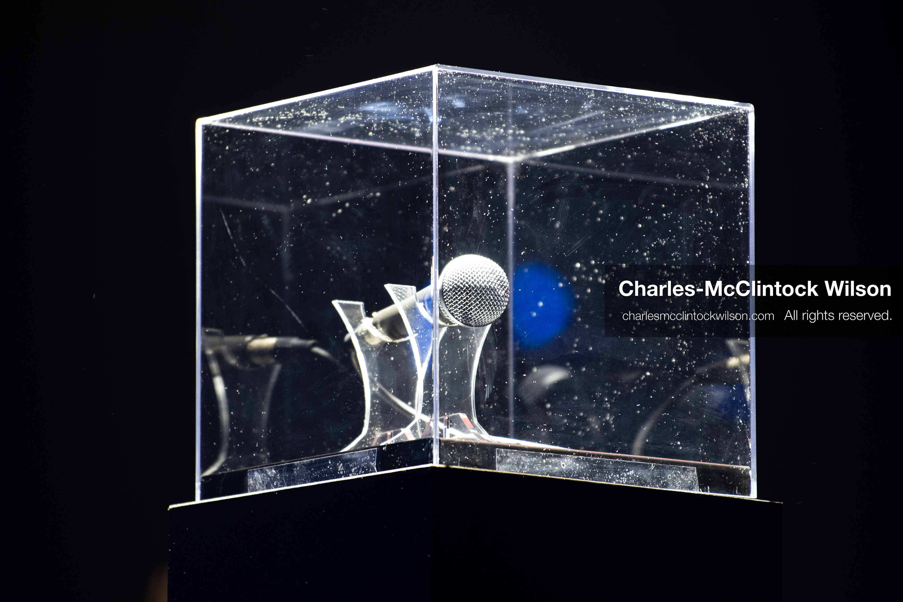 December 18, 2025, Phoenix, Arizona, USA: A lone microphone sits onstage in honor of Charlie Kirk during AmericaFest 2025 at the Phoenix Convention Center. (Credit Image: (c) Charles-McClintock Wilson/ZUMA Press Wire)