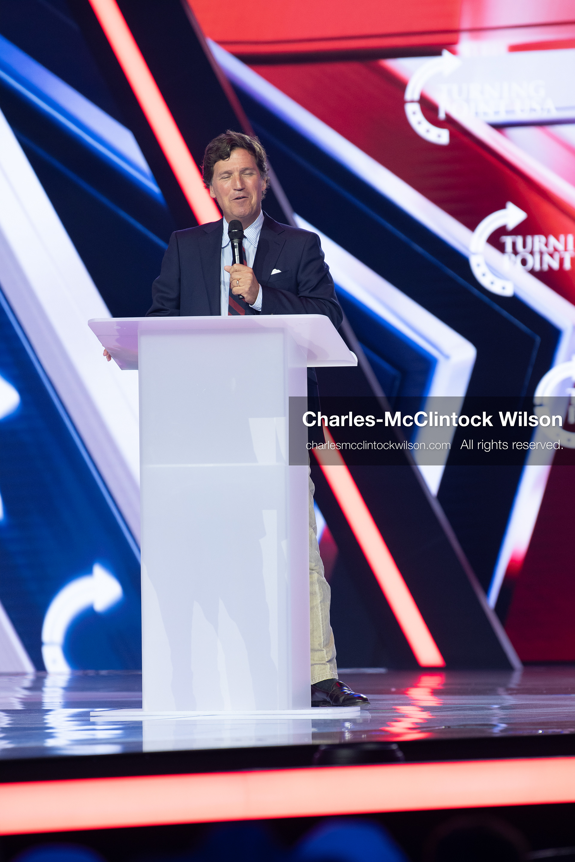 December 18, 2025, Phoenix, Arizona, USA: Tucker Carlson speaks on Day One of Turning Point USA’s AmericaFest 2025 at the Phoenix Convention Center in Phoenix, Arizona.   (Credit Image: © Charles‑McClintock Wilson/ZUMA Press Wire)