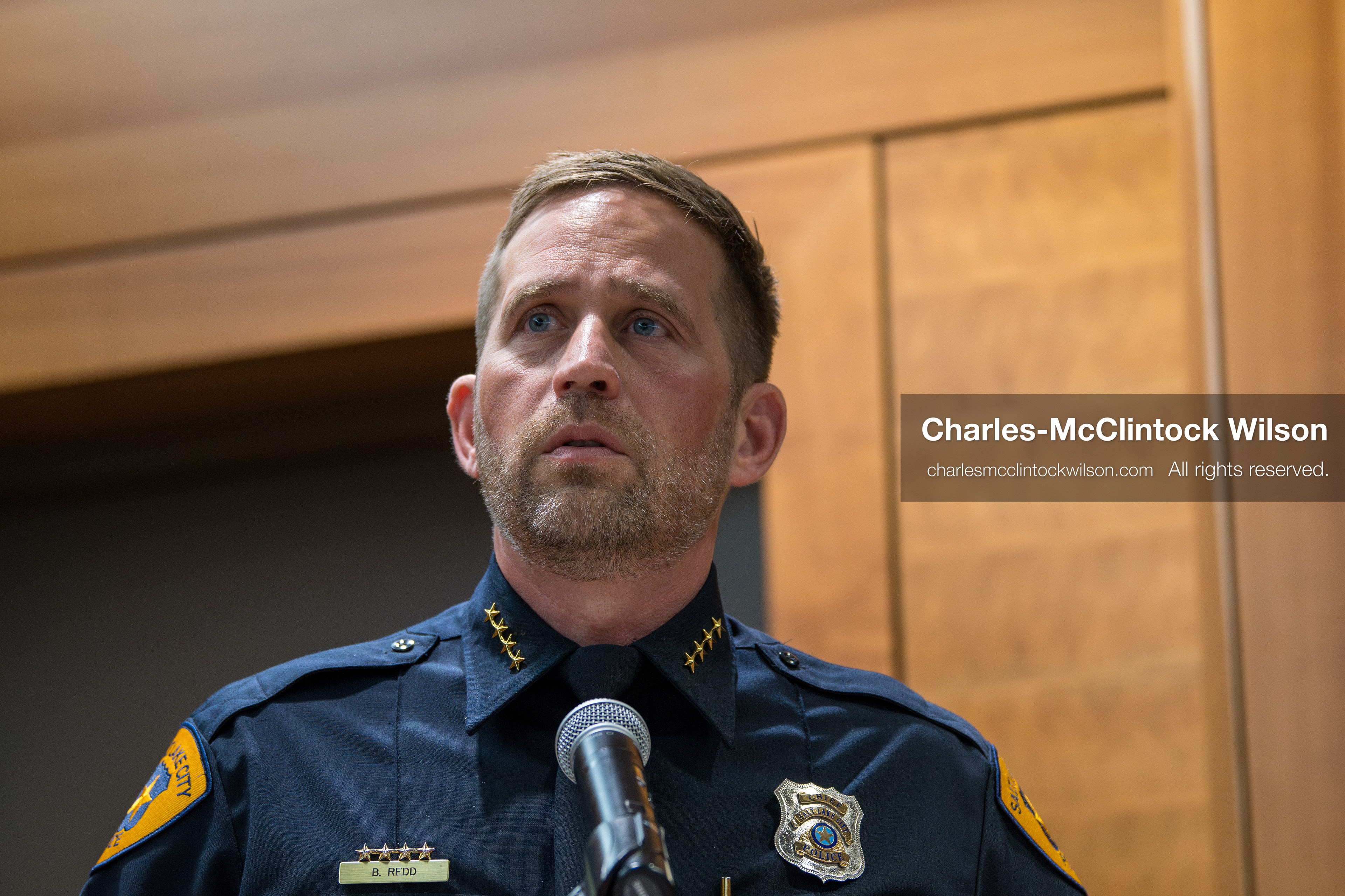 January 8, 2026, Salt Lake City, Utah, USA: Salt Lake City Police Chief BRIAN REDD speaks during a press conference at the Salt Lake City Public Safety Building in Salt Lake City, Utah, on Jan. 8, 2026. Officials provided updates on the investigation into the shooting outside an LDS meetinghouse on Redwood Road the previous night, where 38 year old Sione Vatuvei and 46 year old Vaea Tulikihihifo were killed and six others were wounded during a memorial service. Police said they have solid leads and are reviewing surveillance video and license plate reader data. (Credit Image: © Charles-McClintock Wilson/ZUMA Press Wire)