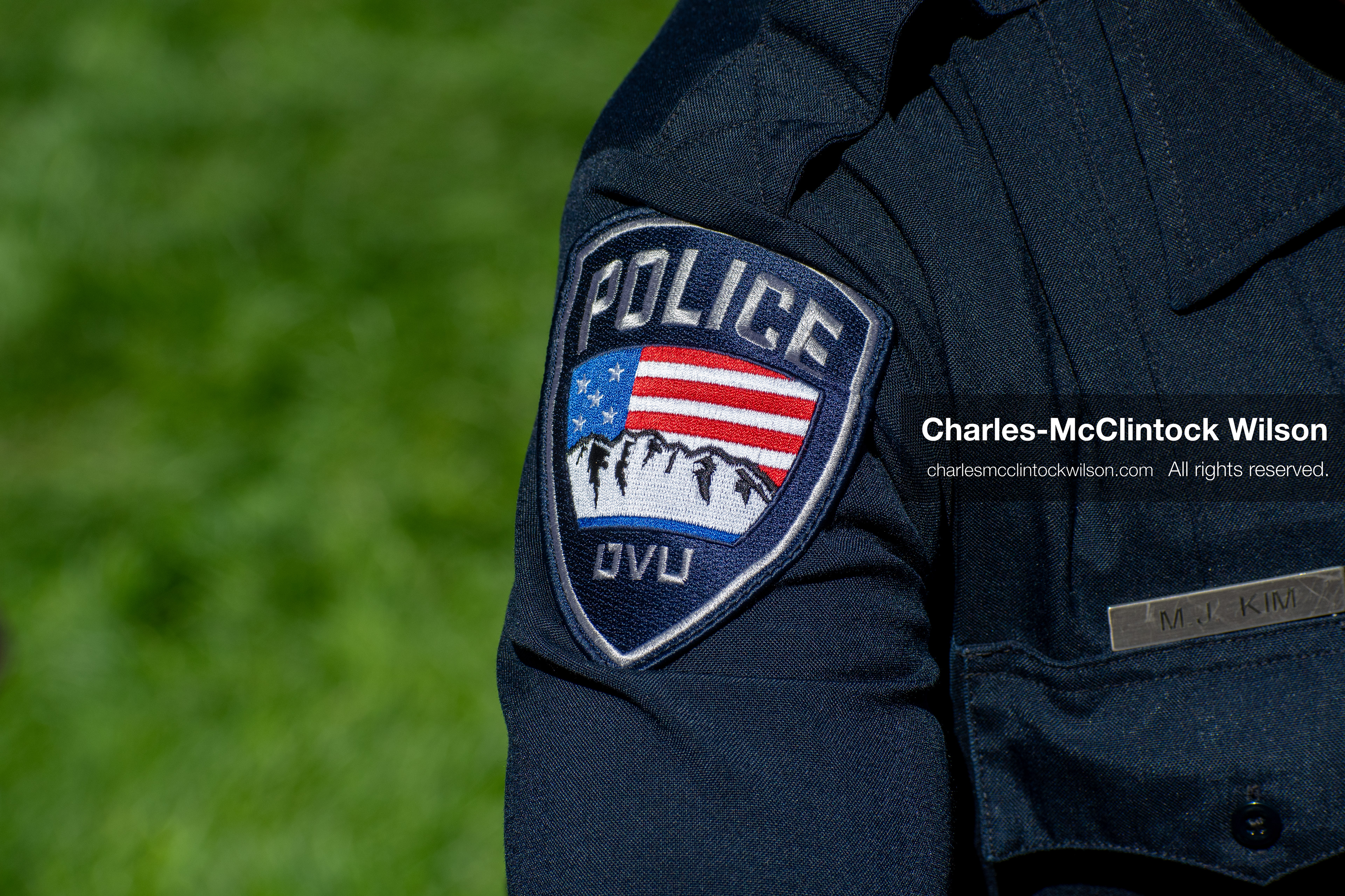 September 10, 2025 – Orem, Utah, United States: A Utah Valley University police uniform patch is seen during campus security preparations ahead of a scheduled public event featuring conservative activist Charlie Kirk. Photograph by Charles‑McClintock Wilson / ZUMA Press Wire