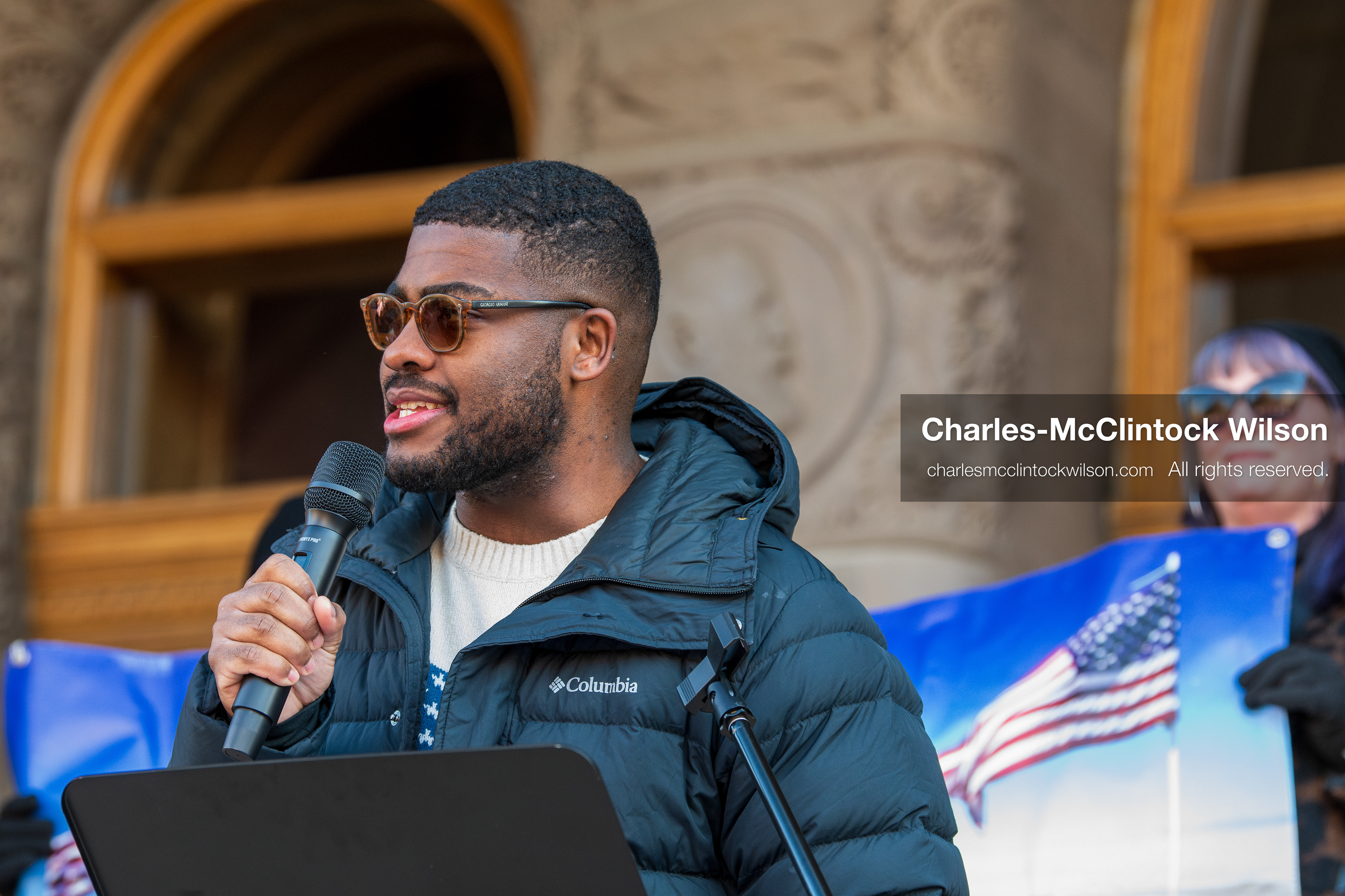 Salt Lake City, Utah, January 10, 2026: Isaiah Martin, a Democratic political advocate and former candidate for Texas’s 18th Congressional District, speaks during the ICE Out for Good protest at Washington Square Park, a demonstration calling for justice for Renee Nicole Good. (Credit Image: © Charles‑McClintock Wilson/ZUMA Press Wire)