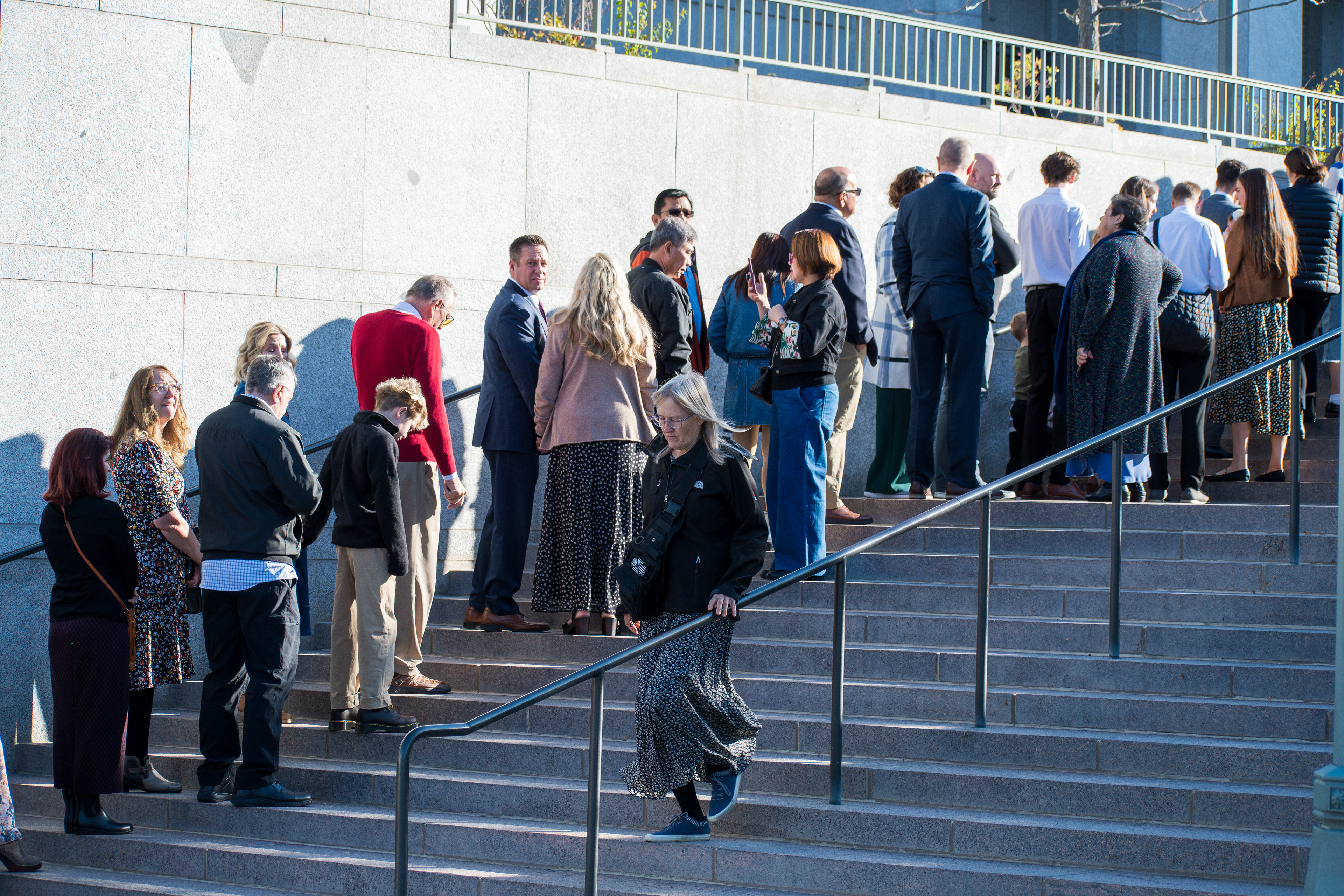 October 6, 2025, Salt Lake City, Utah, USA: People wait in line outside the Conference Center during the public viewing for RUSSELL M. NELSON, the 17th president of the Church of Jesus Christ of Latter-day Saints. Nelson died at his home in Salt Lake City, Utah, on September 27, 2025, at the age of 101. (Credit Image: © Charles-McClintock Wilson/ZUMA Press Wire)