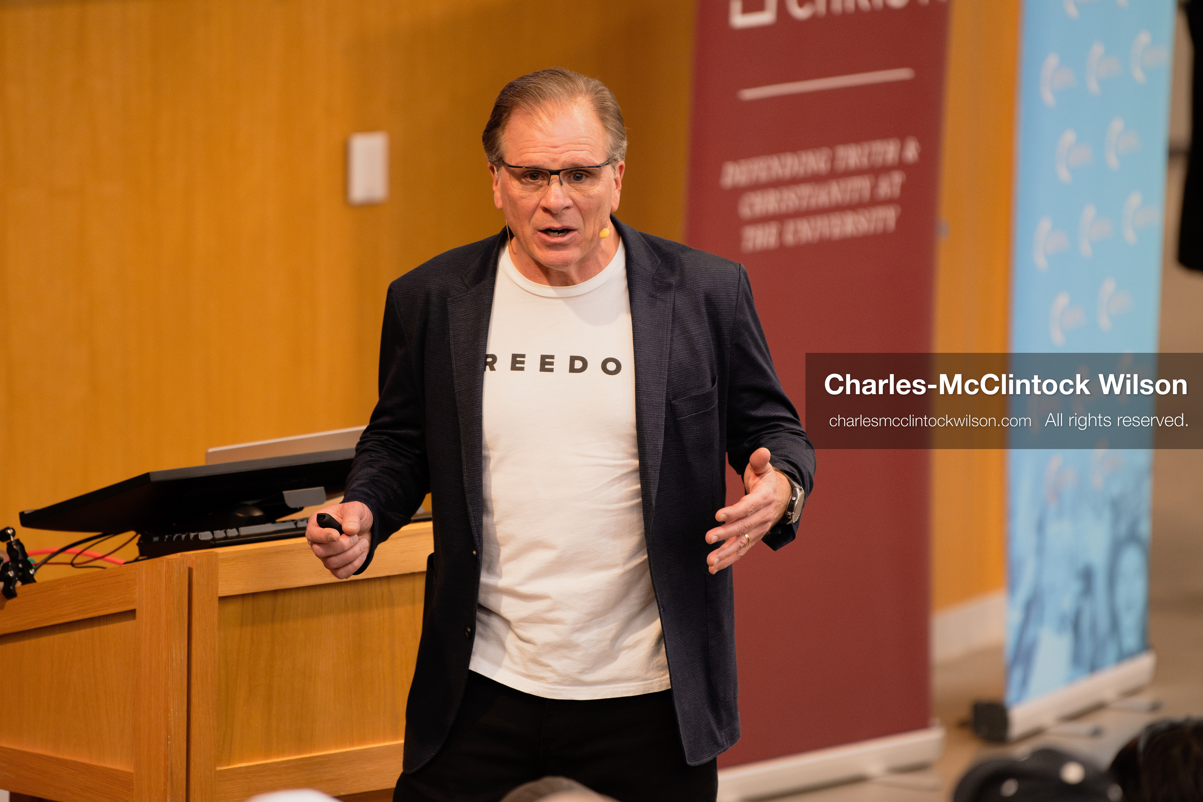March 26, 2026, Orem, Utah, USA: US author, Christian apologist, and founder of http://CrossExamined.org Frank Turek speaks during a stop on his “Change My Mind” College Tour at Utah Valley University in Orem, Utah. The event, hosted by Ratio Christi, included discussions on faith, philosophy, and the problem of evil. (Credit Image: © Charles-McClintock Wilson/ZUMA Press Wire)