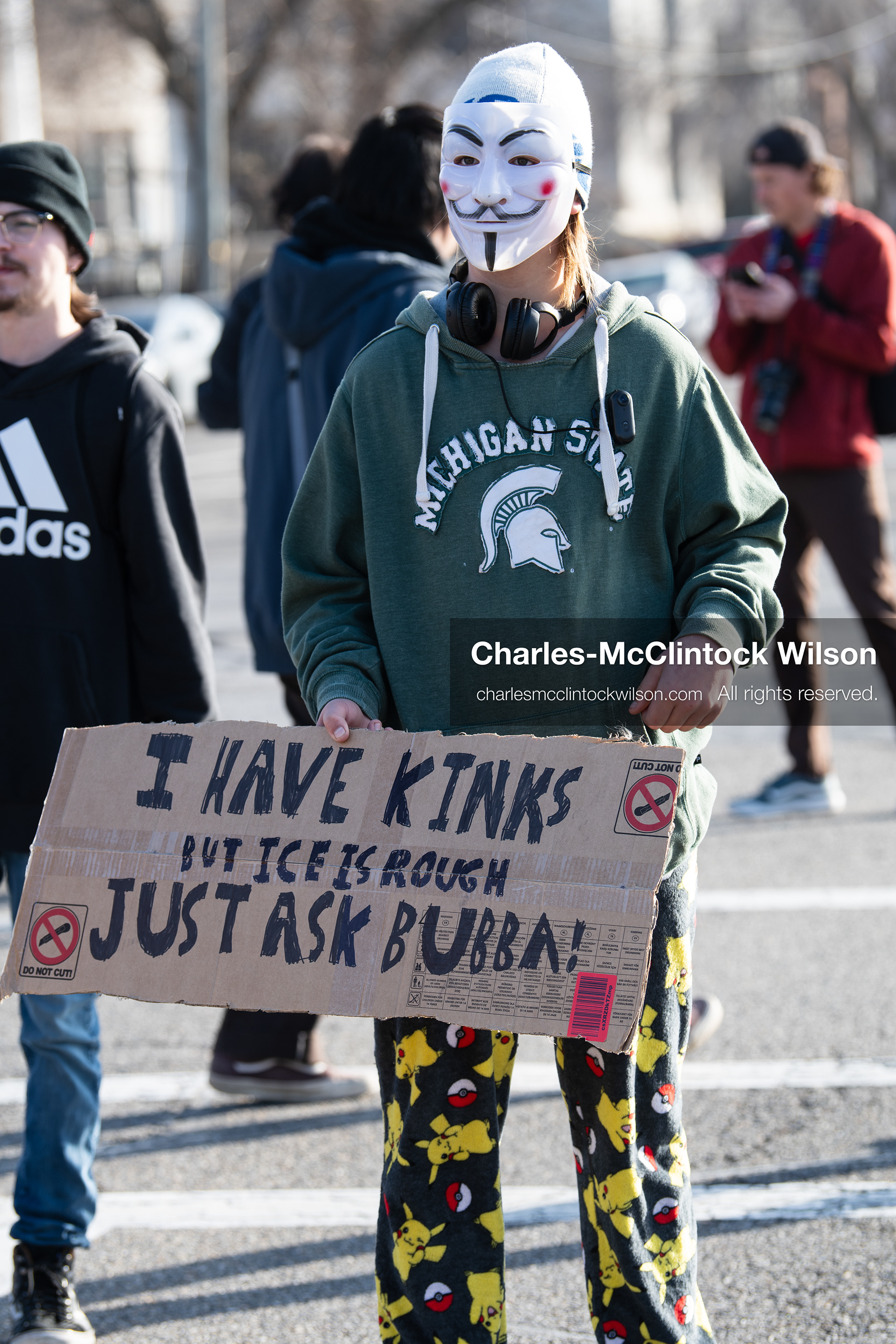 January 30, 2026, Salt Lake City, Utah, USA: A demonstrator holds a sign during an anti‑ICE protest in Salt Lake City, part of a nationwide response to immigration enforcement policies. (Credit Image: © Charles‑McClintock Wilson/ZUMA Press Wire)