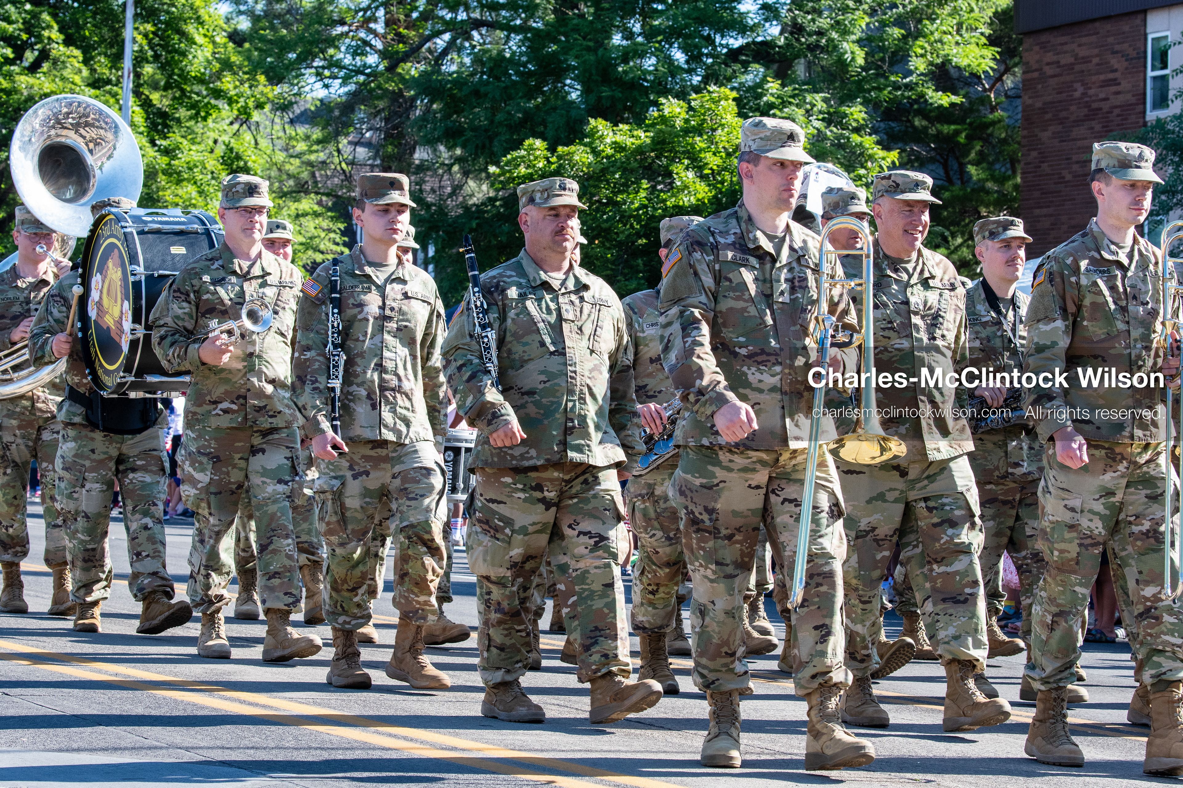 July 4, 2026, Provo, Utah, USA: Trombones in hand, members of the Utah National Guard military marching band play while in formation during America's Freedom Festival Grand Parade in Provo, Utah, Saturday, July 4, 2026. The annual Independence Day event features expanded programming to honor the 250th anniversary of United States independence. (Credit Image: © Charles-McClintock Wilson/ZUMA Press Wire)