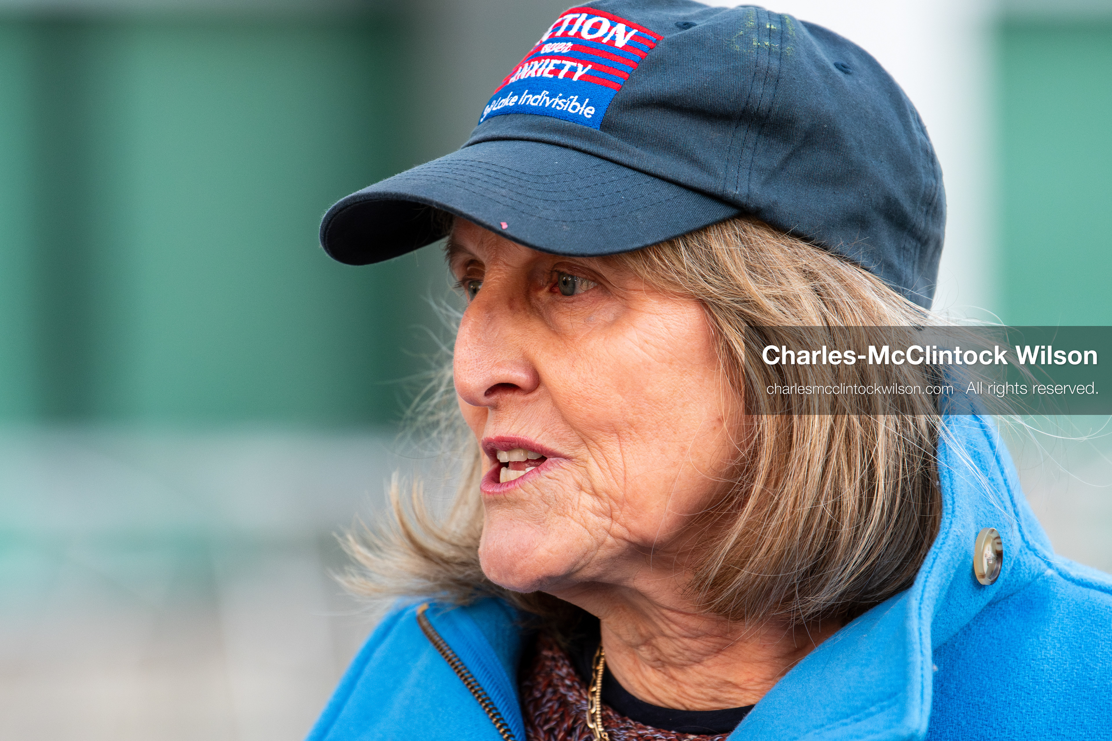 January 5, 2026, Salt Lake City, Utah, USA: Sarah Buck, leader of Salt Lake Indivisible, speaks during an emergency rally outside the Wallace Federal Building in Salt Lake City, Utah. The protest was part of a nationwide mobilization demanding congressional limits on presidential war powers following recent US military actions in Venezuela involving the government of Nicolas Maduro. Organizers urged constituents to gather at the offices of Utah US senators Mike Lee and John Curtis to vote to check the presidents war powers and emphasized that a large crowd sends a louder message. (Credit Image: (c) Charles‑McClintock Wilson/ZUMA Press Wire)