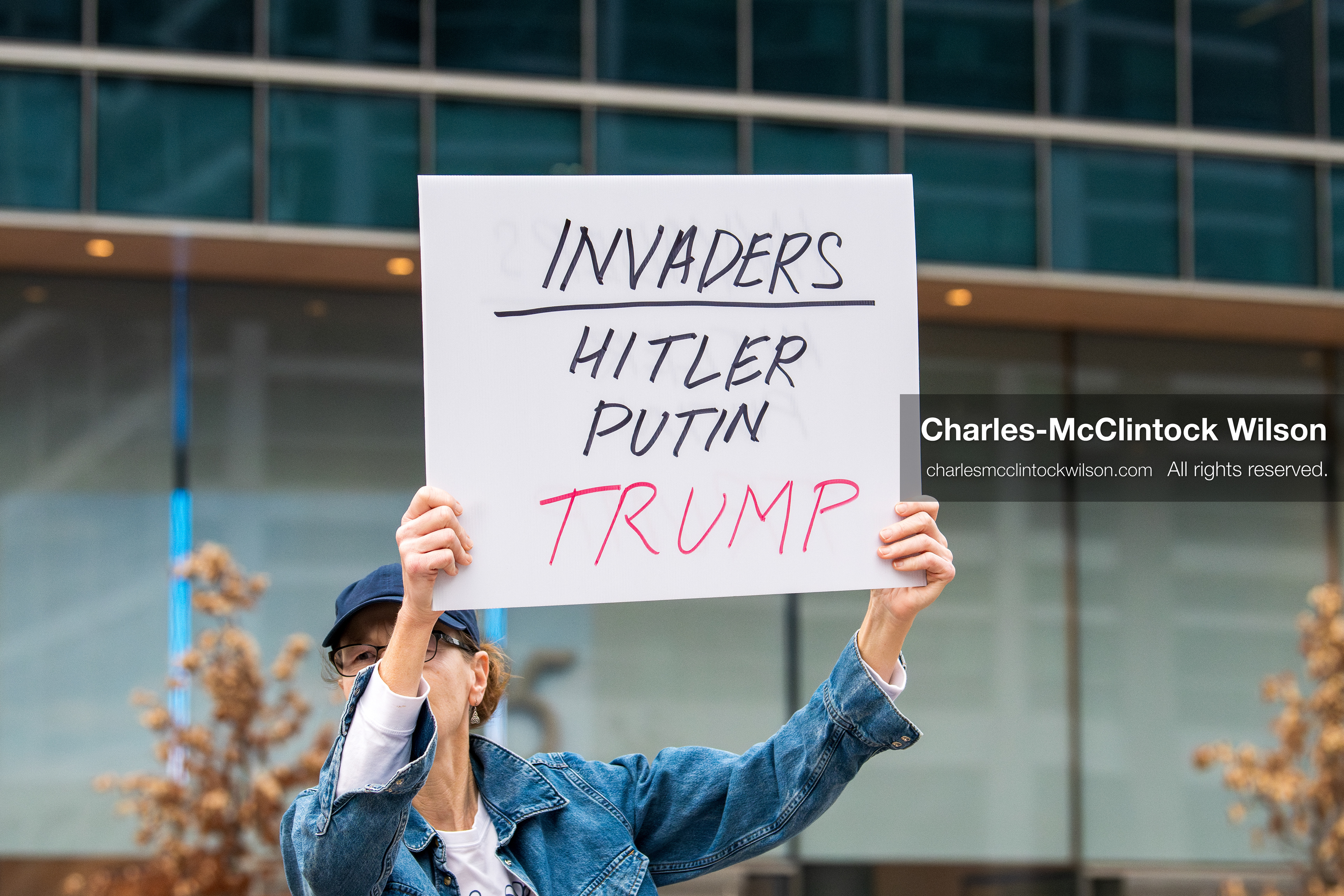 January 3, 2026, Salt Lake City, Utah, USA: A protester holds a sign during a demonstration against US action in Venezuela outside the Wallace Federal Building in Salt Lake City, Utah. The protest was part of a nationwide mobilization responding to recent military developments. (Credit Image: (c) Charles‑McClintock Wilson/ZUMA Press Wire)