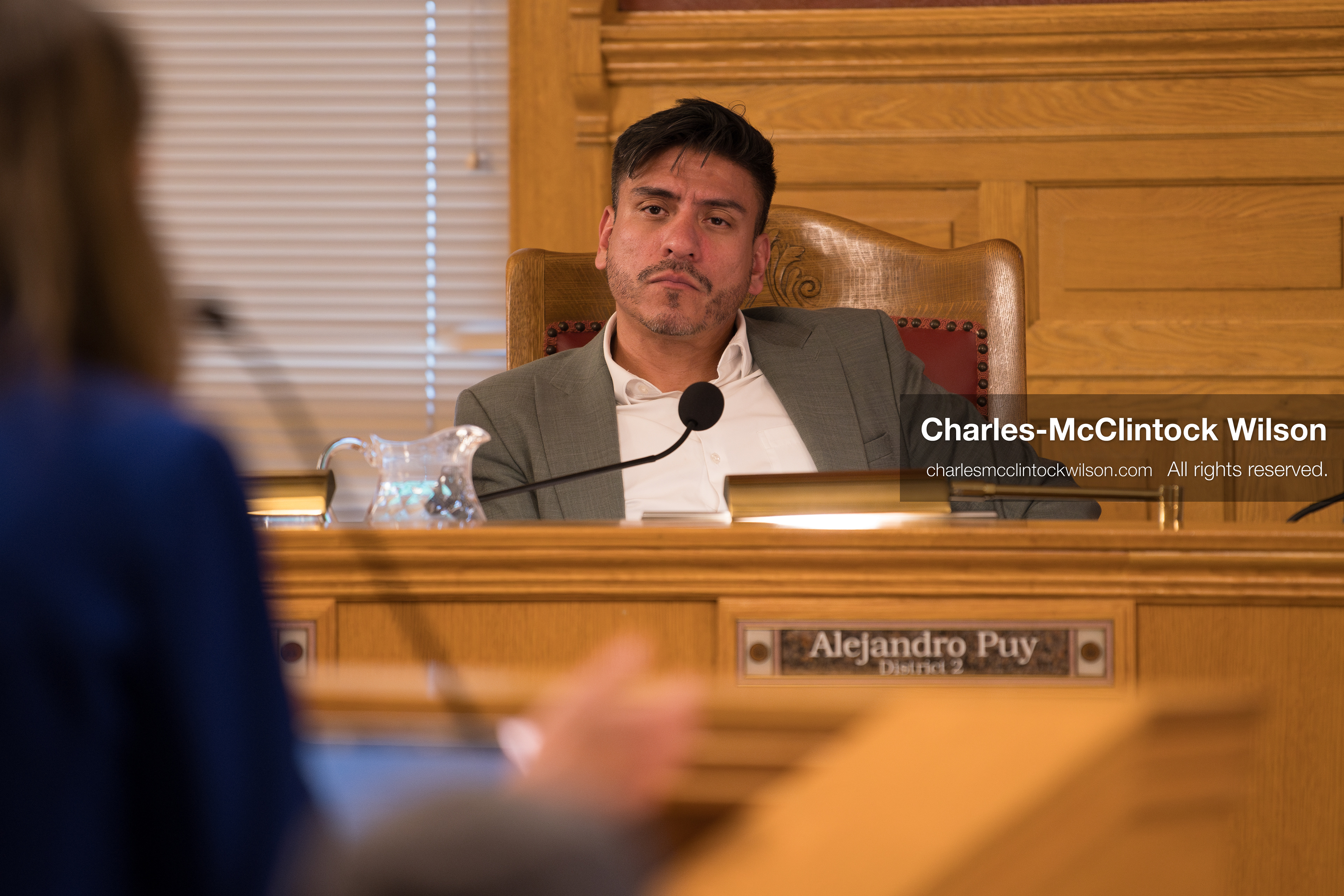 May 5, 2026, Salt Lake City, Utah, USA: Salt Lake City Council Chair ALEJANDRO PUY, who represents District 2, listens during the Salt Lake City Council's formal meeting in Salt Lake City on Tuesday, May 5, 2026. The meeting included public hearings on a proposed camping and public property ordinance. (Credit Image: © Charles-McClintock Wilson/ZUMA Press Wire)