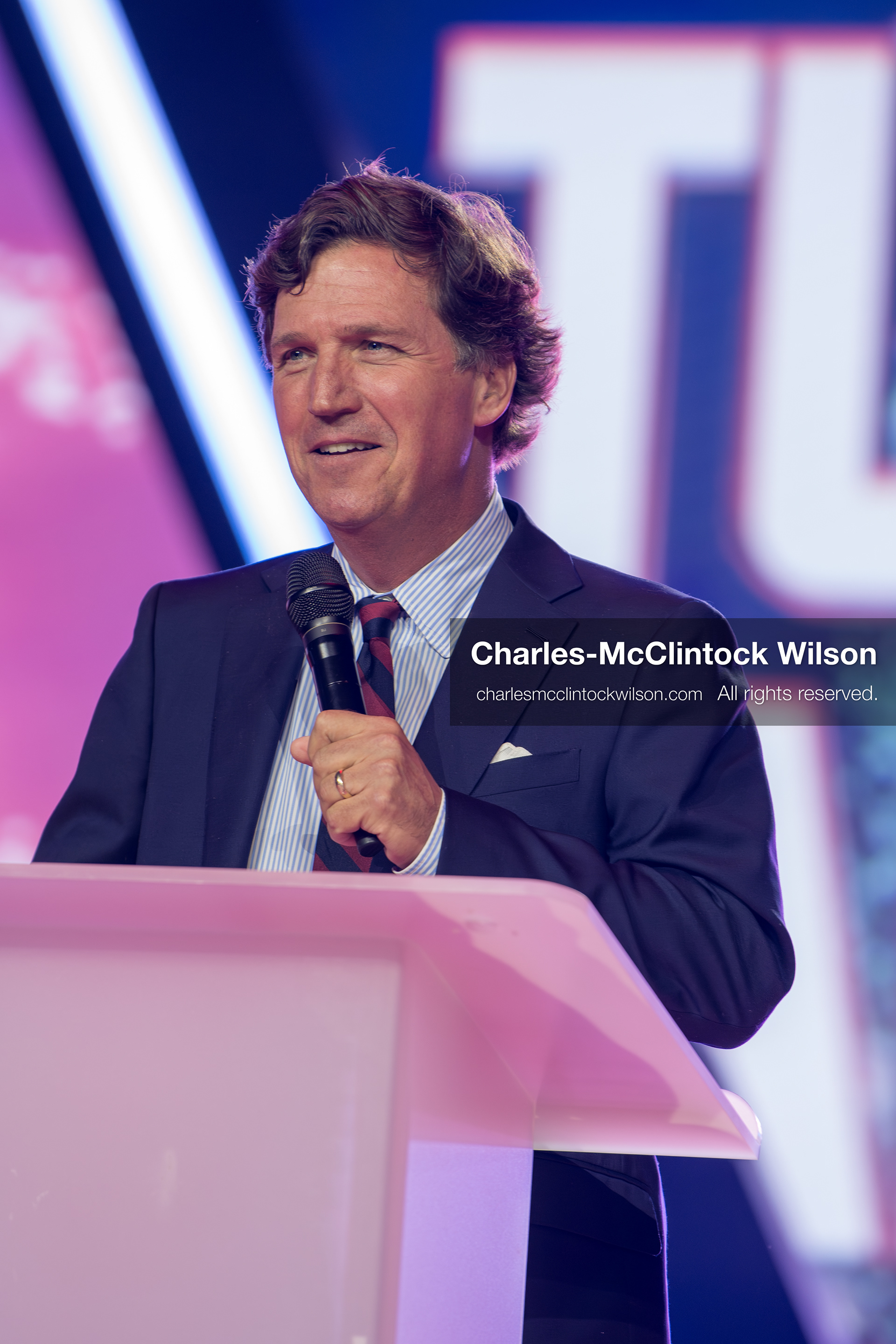 December 18, 2025, Phoenix, Arizona, USA: Tucker Carlson speaks on Day One of Turning Point USA’s AmericaFest 2025 at the Phoenix Convention Center in Phoenix, Arizona.   (Credit Image: © Charles‑McClintock Wilson/ZUMA Press Wire)