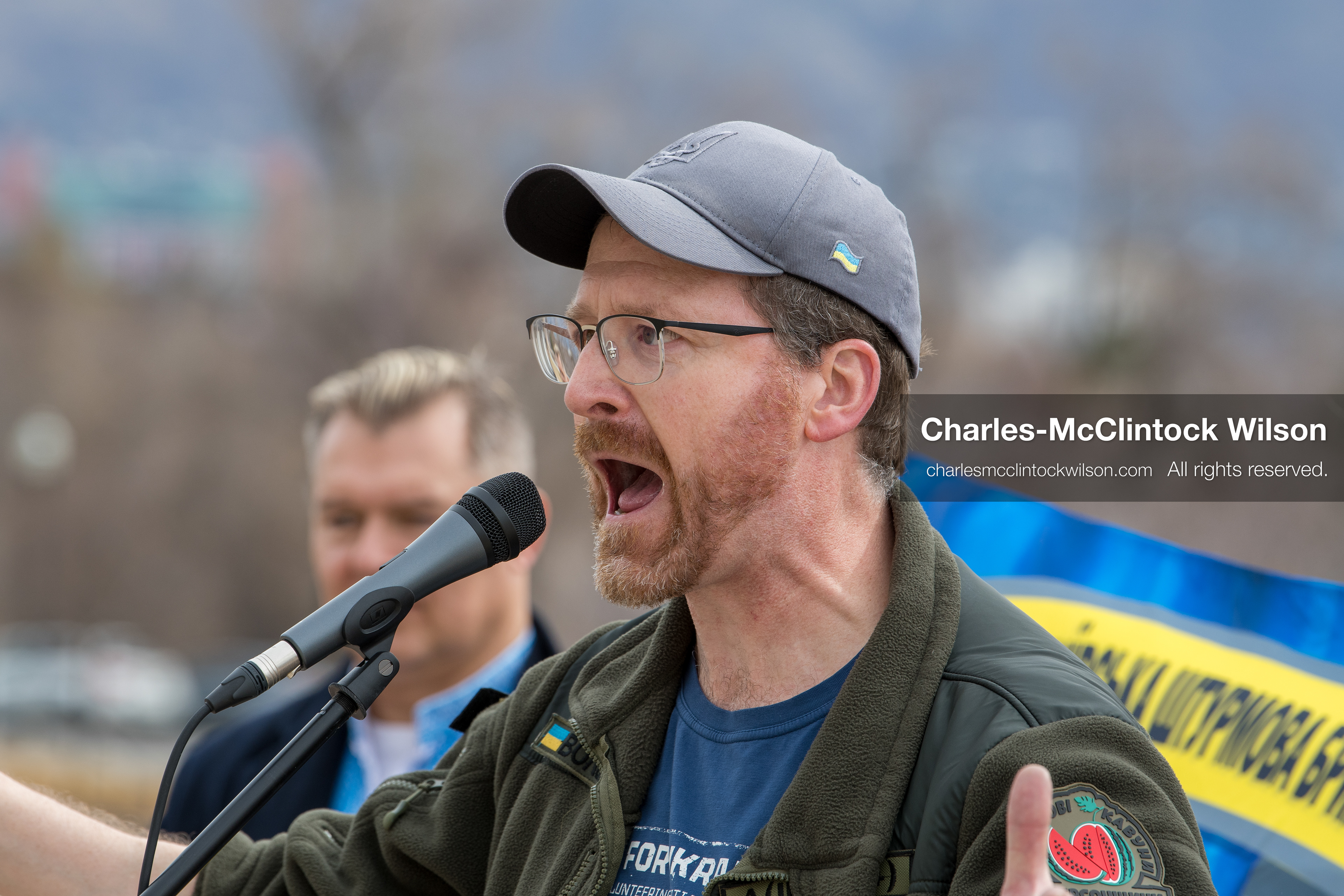 February 28, 2026, Salt Lake City, Utah, USA: NATHANIEL SANDERS, a Salt Lake County Deputy District Attorney and a vocal advocate for Ukraine, speaks during the Stand With Ukraine rally at the Utah State Capitol. The event marked the four year anniversary of the full scale Russian invasion of Ukraine and brought community members together in support of Ukrainians and local humanitarian efforts. (Credit Image: © Charles McClintock Wilson/ZUMA Press Wire) 