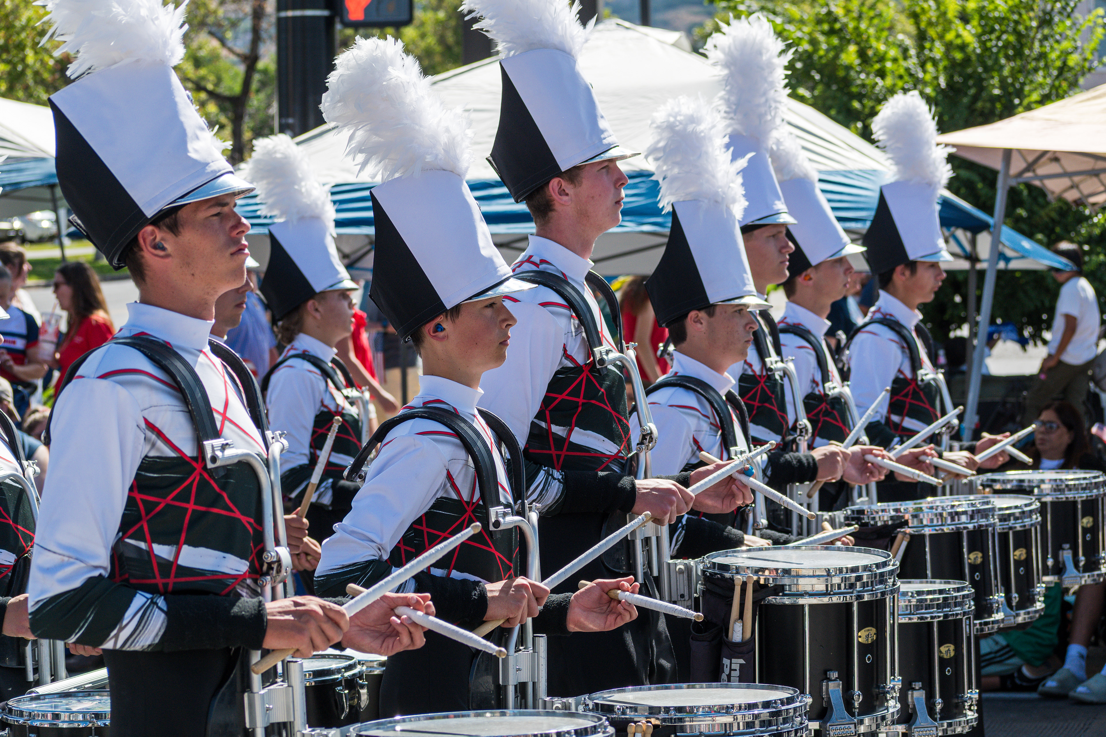 Provo, Utah – July 4, 2025: A marching band performs along Center Street during the Freedom Festival Grand Parade, part of the city’s annual Independence Day celebration.