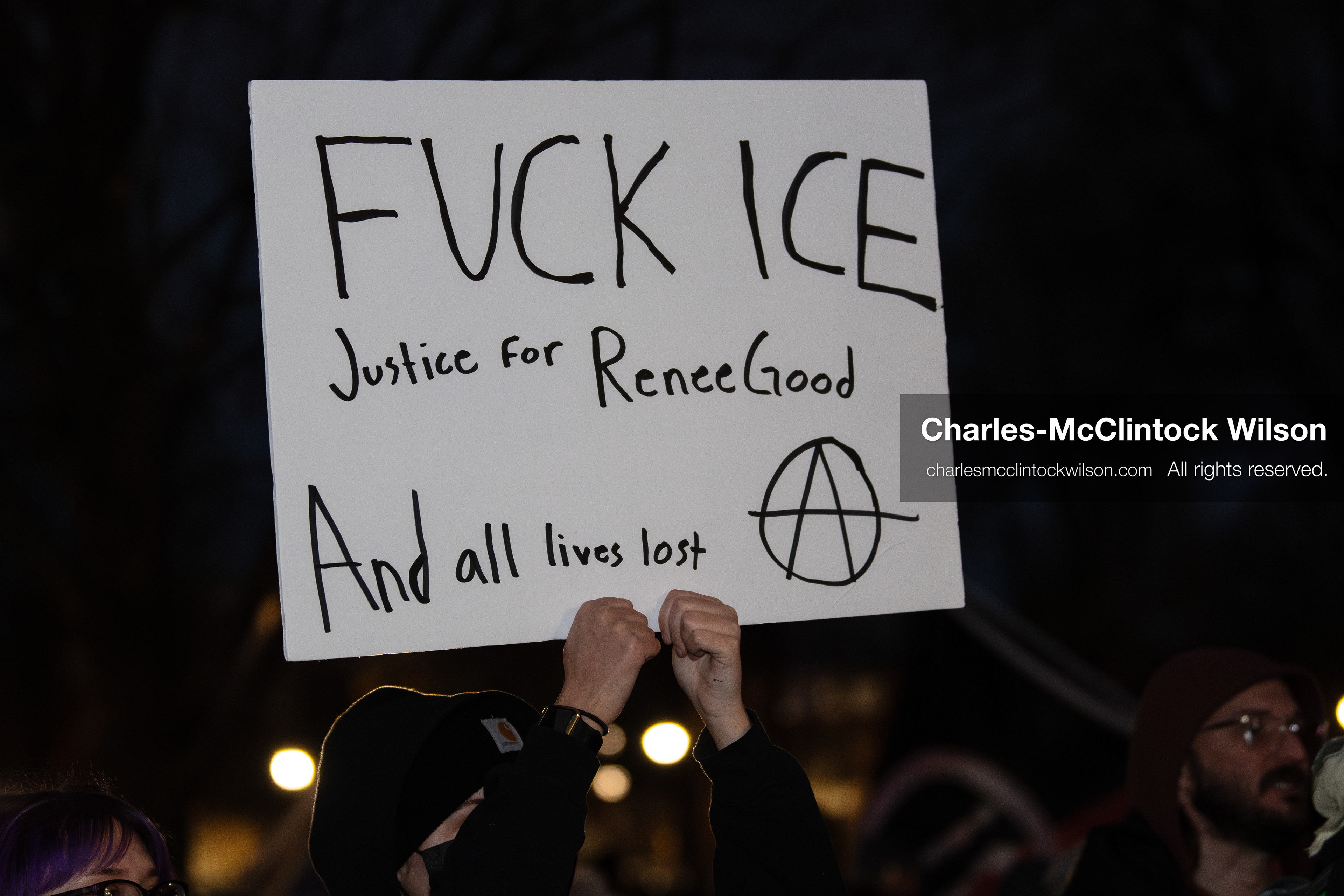 January 8, 2026, Salt Lake City, Utah, USA: A demonstrator holds a sign during an anti ICE protest at Pioneer Park in Salt Lake City Utah on Jan 8 2026. The rally followed the death of Renee Nicole Good a Minneapolis woman who was fatally shot during an encounter with immigration authorities and drew hundreds calling for accountability and changes to enforcement practices. (Credit Image: © Charles-McClintock Wilson/ZUMA Press Wire)