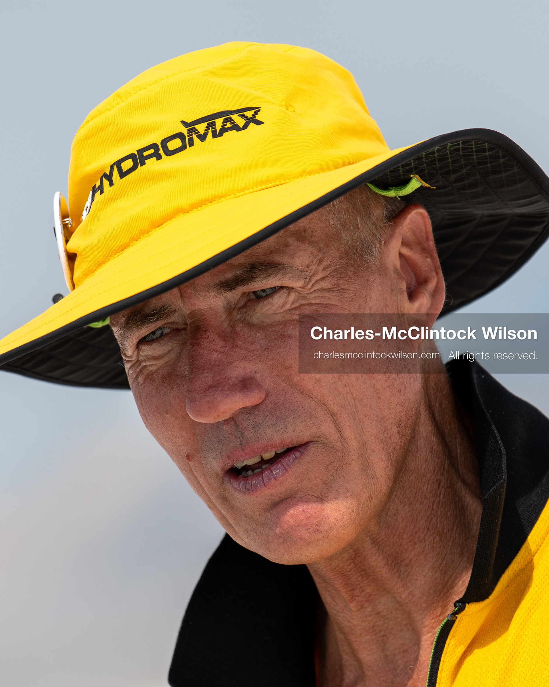 August 11, 2026, Wendover, Utah, USA: British pilot ANDY GREEN speaks during a media interview on the Bonneville Salt Flats on Tuesday. Green piloted the hydrogen-powered ''JCB Hydromax'' streamliner to a historic record-breaking top speed of 406.320 mph. (Credit Image: © Charles McClintock Wilson/ZUMA Press Wire)