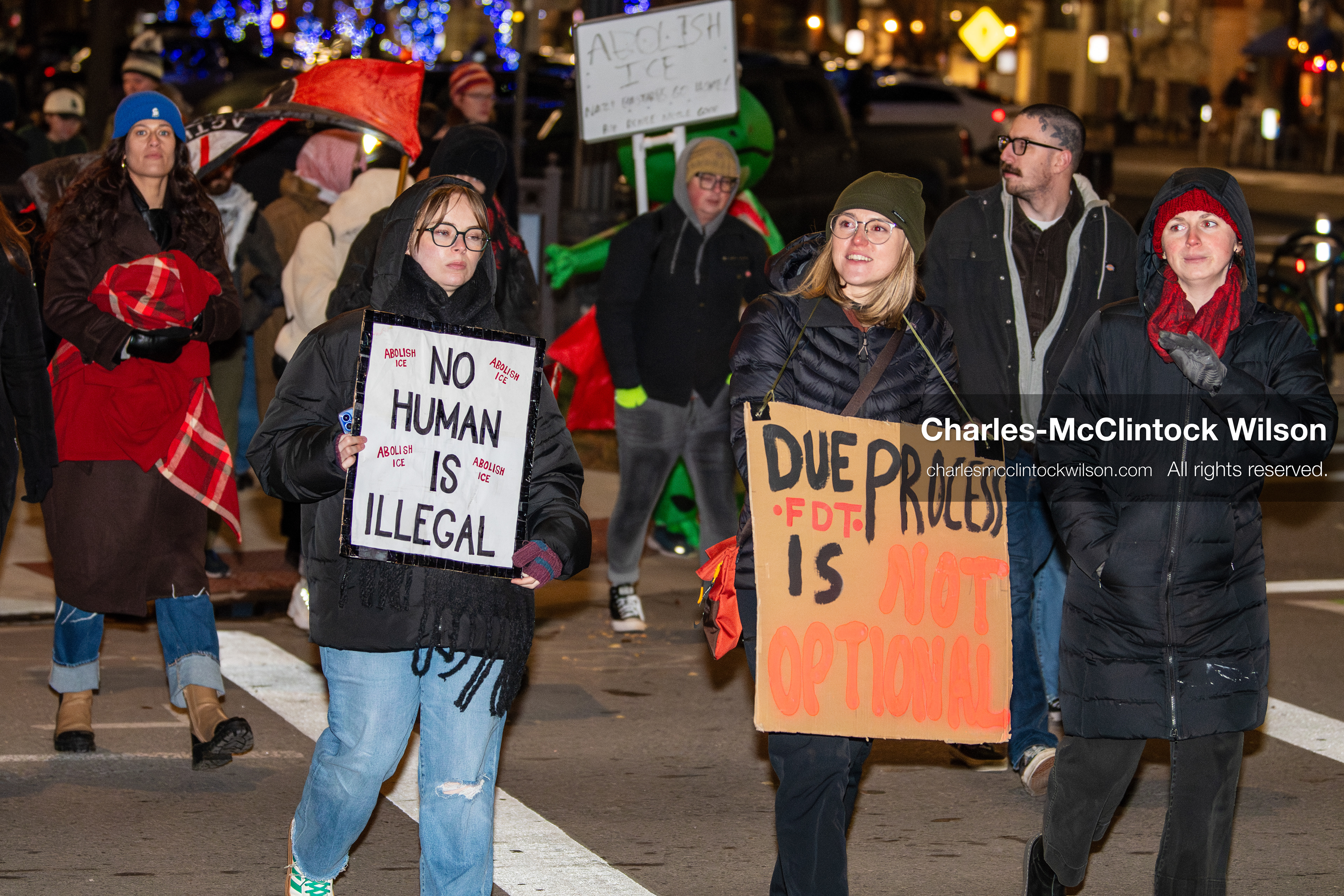 January 8, 2026, Salt Lake City, Utah, USA: Demonstrators walk through downtown Salt Lake City Utah during an anti ICE protest on Jan 8 2026. The rally followed the death of Renee Nicole Good a Minneapolis woman who was fatally shot during an encounter with immigration authorities and drew hundreds calling for accountability and changes to enforcement practices. (Credit Image: © Charles-McClintock Wilson/ZUMA Press Wire)