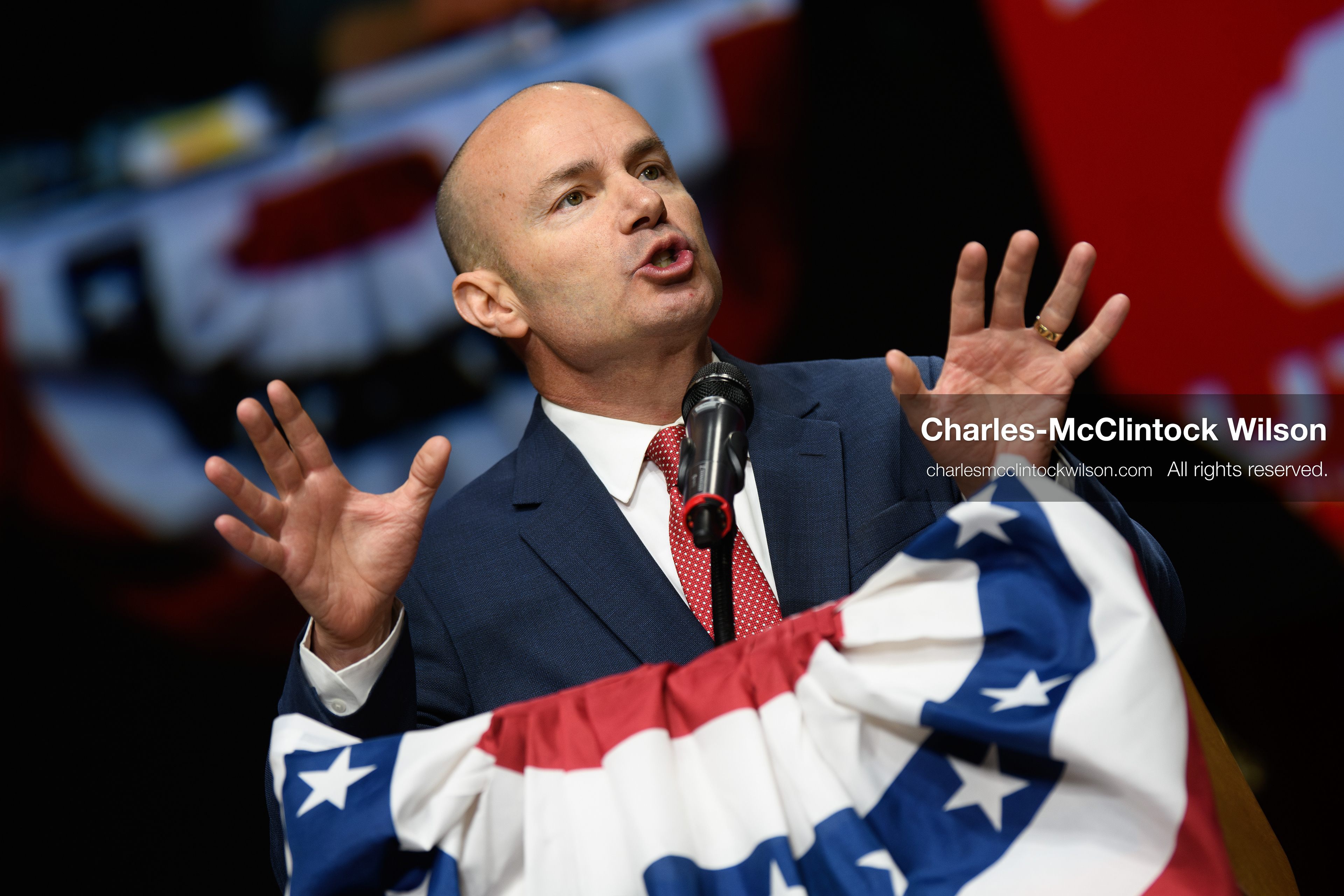 April 25, 2026, Orem, Utah, USA: U.S. Sen. MIKE LEE (R‑UT) speaks during the 2026 Utah Republican State Nominating Convention at the UCCU Center on the campus of Utah Valley University in Orem. (Credit Image: © Charles-McClintock Wilson/ZUMA Press Wire)