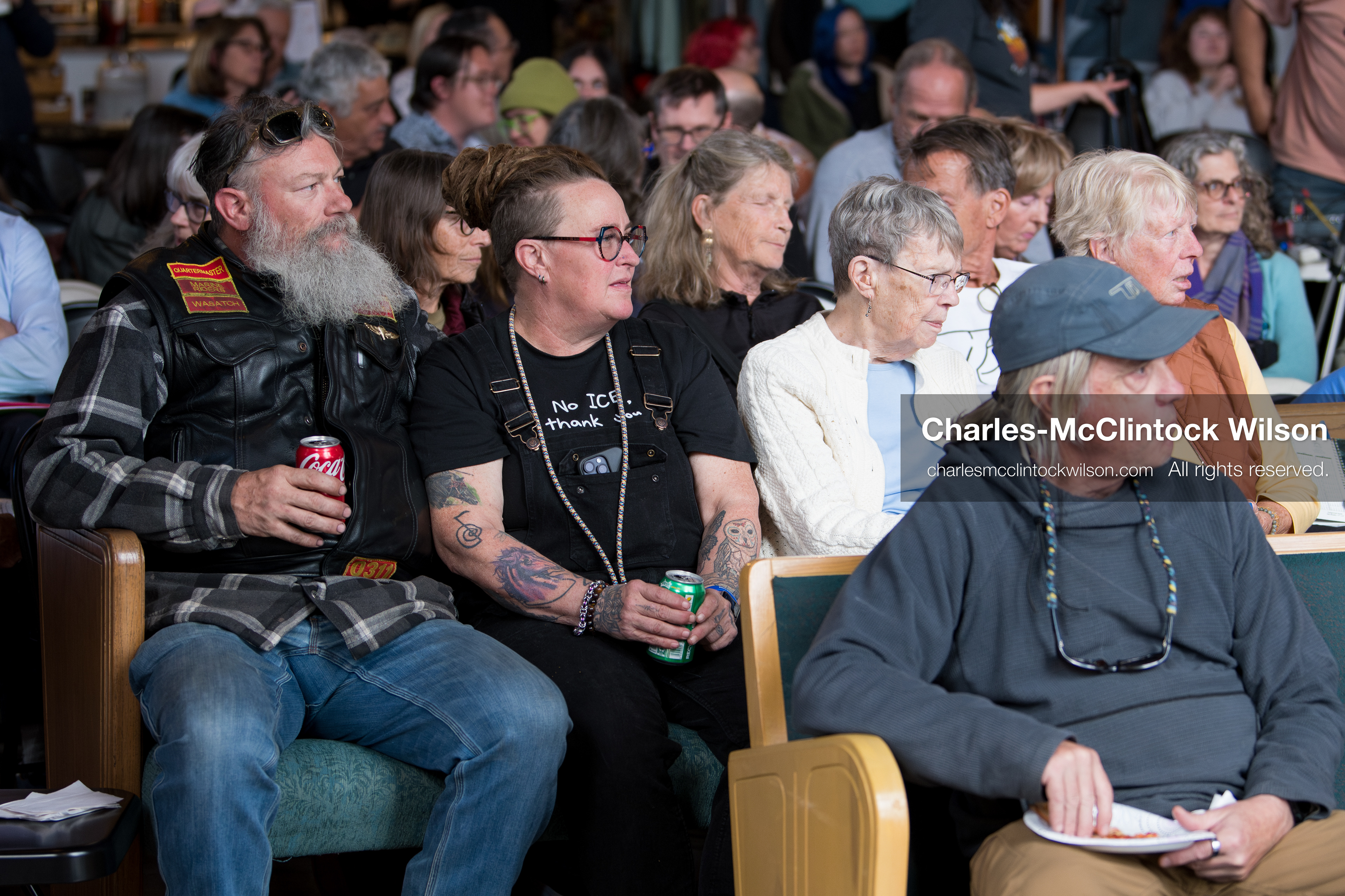 April 22, 2026, Salt Lake City, Utah, USA: Attendees listen during the Earth Day 1st District Candidate Debate at Church and State Marketplace in Salt Lake City. The event, hosted by Stewardship Utah, brought together candidates and community members to discuss environmental and policy issues ahead of the 2026 election. (Credit Image: © Charles-McClintock Wilson/ZUMA Press Wire)