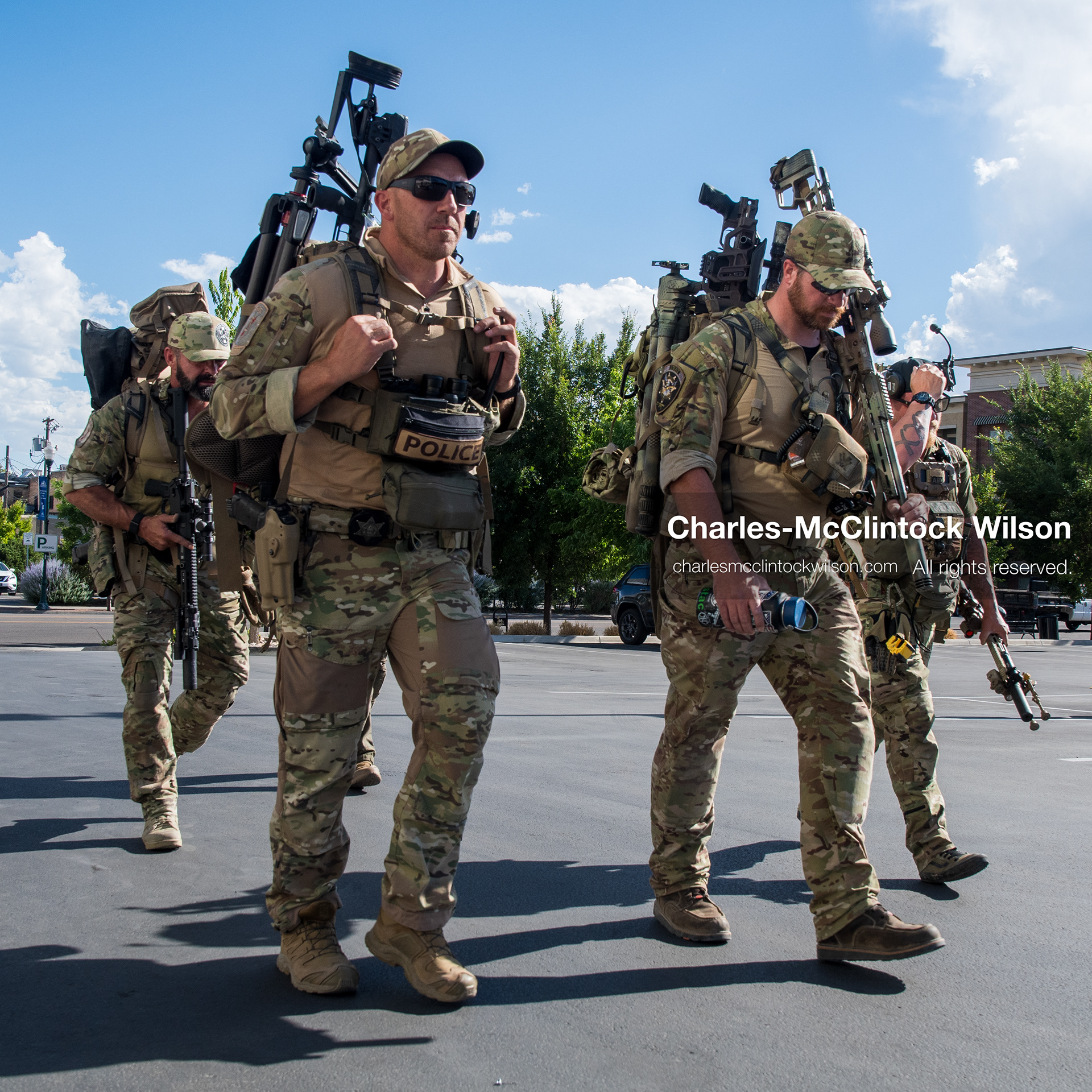 July 7, 2026, Provo, Utah, USA: Heavily armed Utah County Sheriff’s Office tactical officers walk near the Fourth District Court in Provo following the second day of the preliminary hearing in the Tyler Robinson case. Prosecutors are continuing to present evidence to determine whether probable cause exists for the case to proceed to trial after conservative activist Charlie Kirk was fatally shot at Utah Valley University in 2025. (Credit Image: © Charles-McClintock Wilson/ZUMA Press Wire)