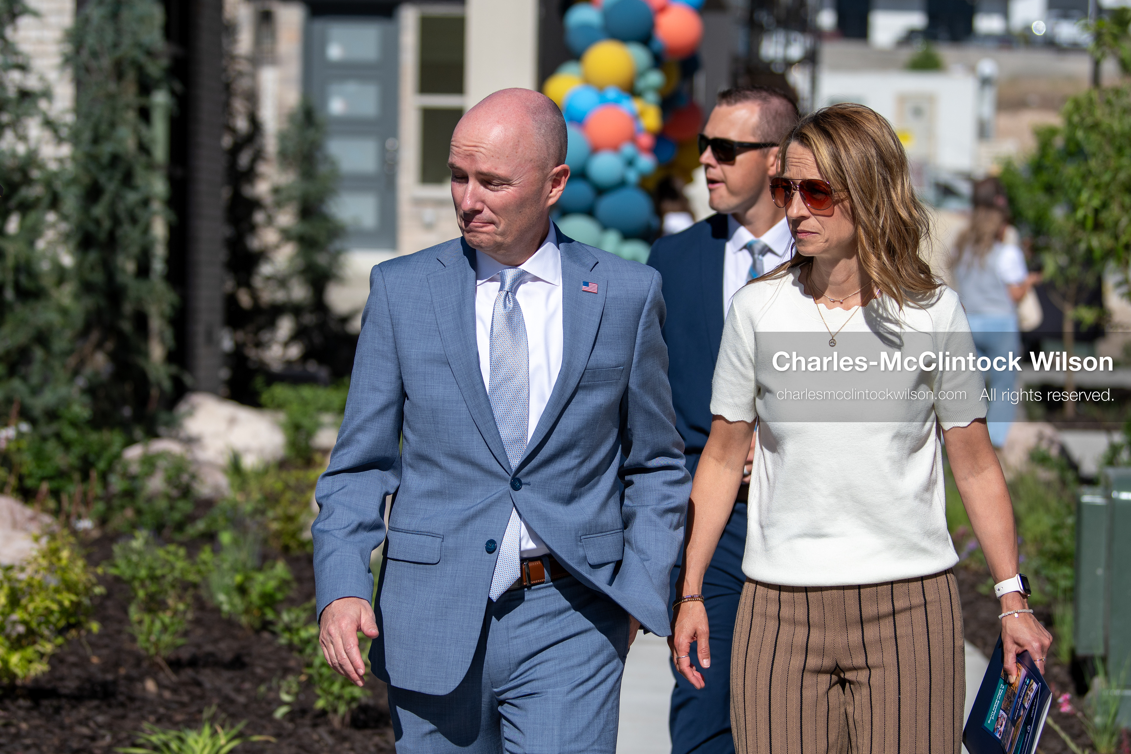 May 28, 2026, Lehi, Utah, USA: Utah Governor SPENCER COX and First Lady ABBY COX arrive for the opening of Innovation Park at Holbrook Farms and the Lehi Rippy Literacy Center on May 28, 2026, in Lehi, Utah. (Credit Image: © Charles‑McClintock Wilson/ZUMA Press Wire)