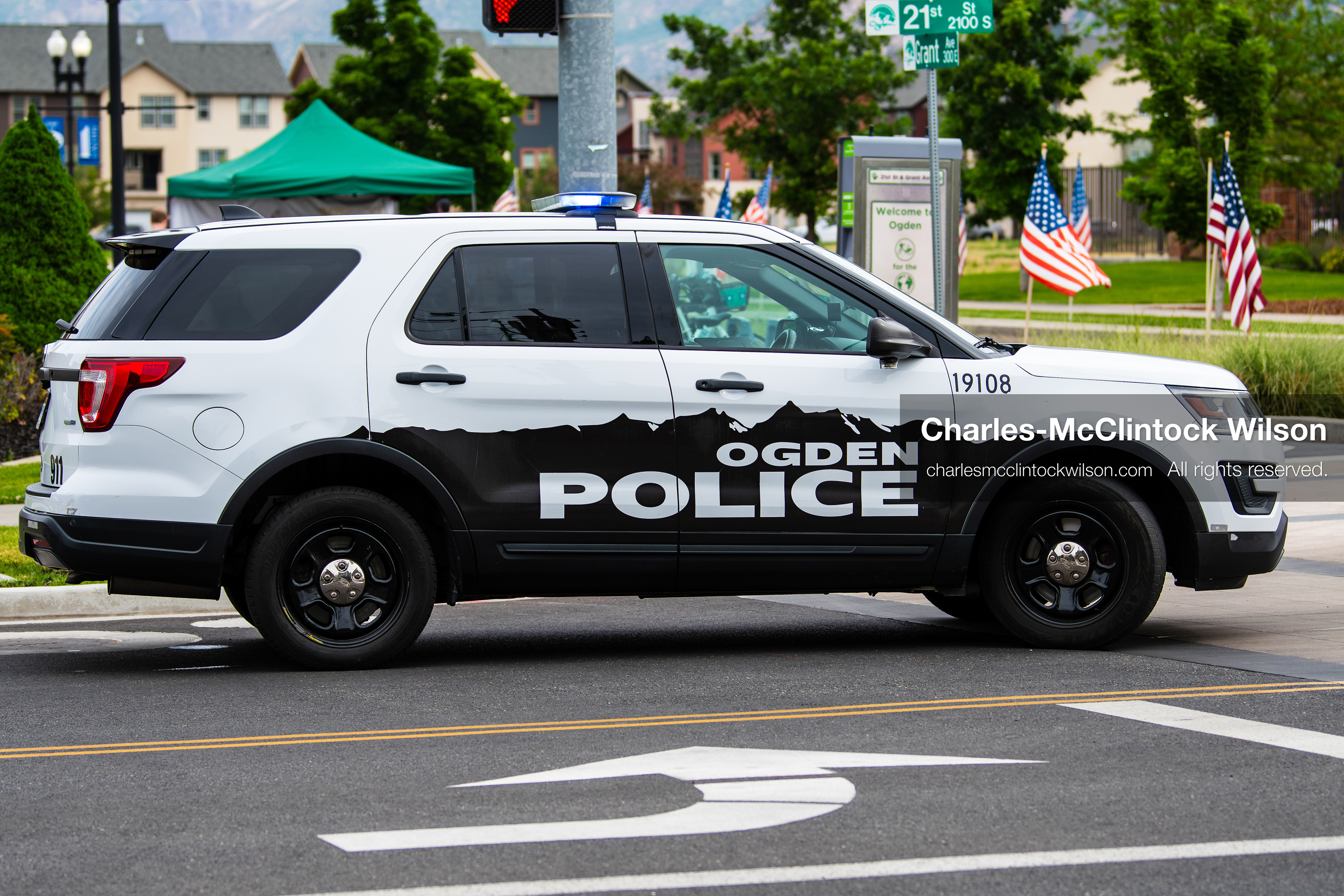 May 16, 2026, Ogden, Utah, USA: An Ogden Police Department patrol SUV is seen in Ogden, Utah, on Saturday, May 16, 2026, as part of the law enforcement presence for the 25th Annual America First Ogden Marathon. (Credit Image: © Charles McClintock Wilson/ZUMA Press Wire)