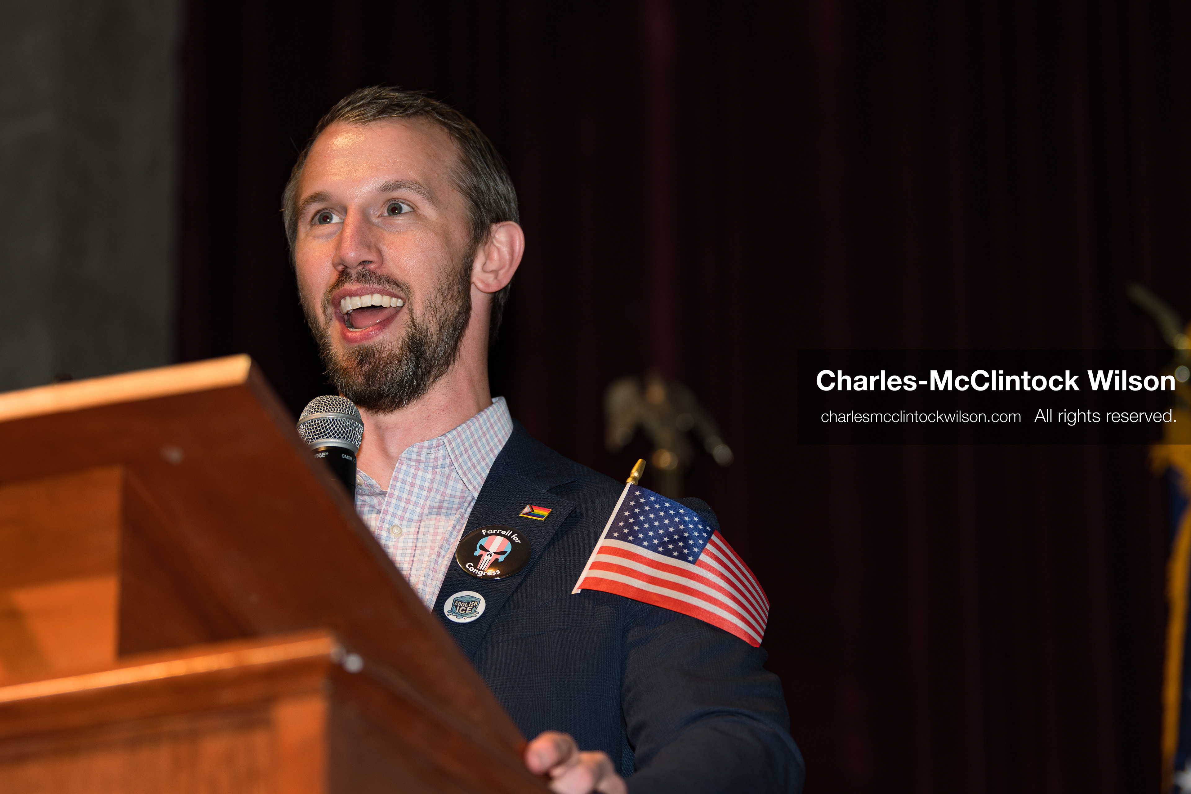 April 25, 2026, Sandy, Utah, USA: MICHAEL FARRELL, a candidate for the Democratic nomination in Utah's 1st Congressional District, speaks during the 2026 Utah Democratic Convention at Jordan High School in Sandy. (Credit Image: © Charles-McClintock Wilson/ZUMA Press Wire)